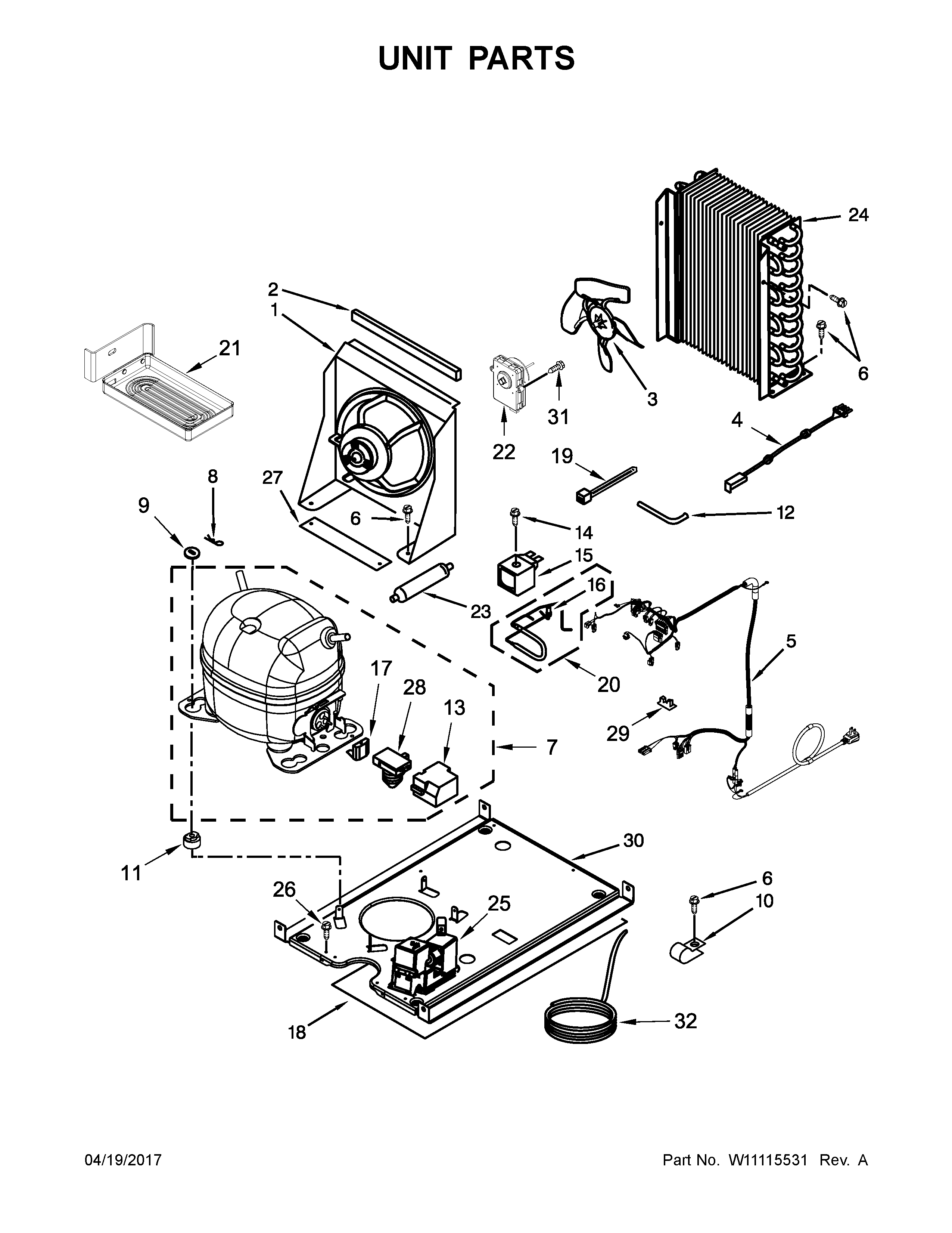 KitchenAid KUIS18PNZB2 unit parts diagram