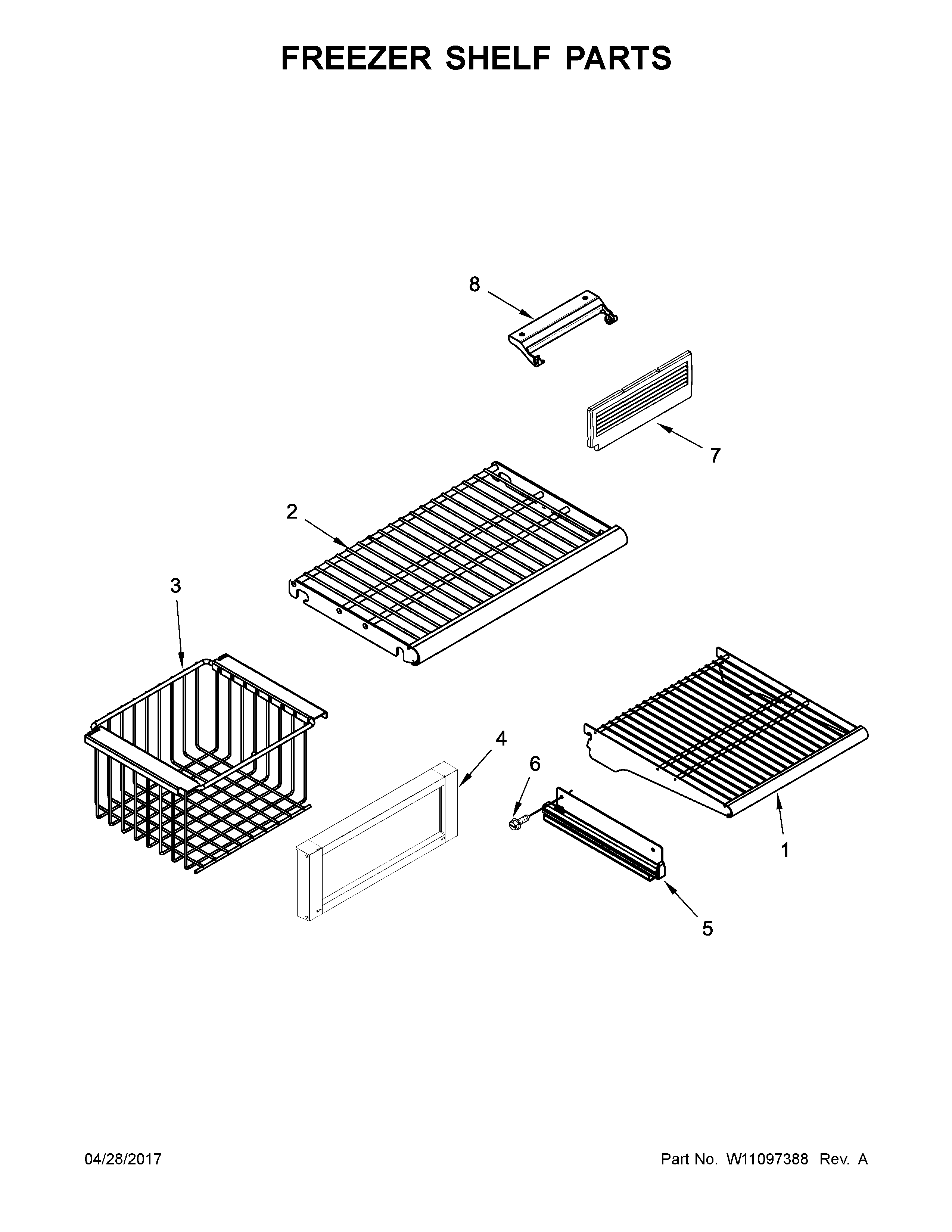 Jenn-Air JS42SSDUDE01 freezer shelf parts diagram