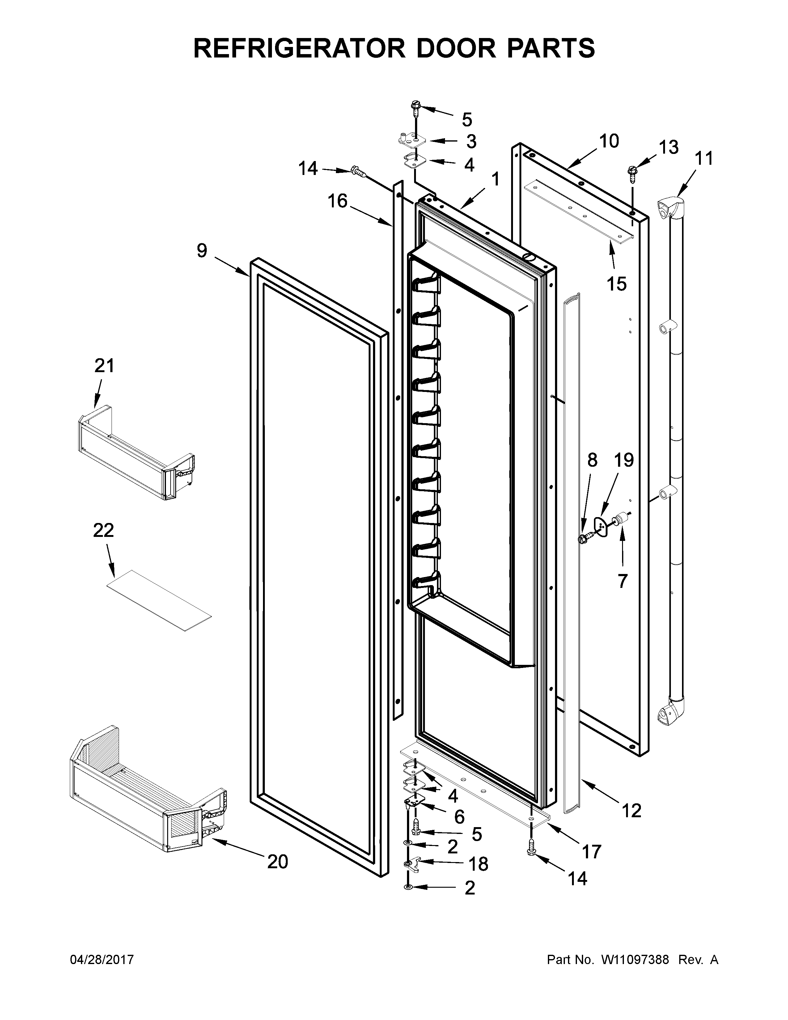 Jenn-Air JS42SSDUDE01 refrigerator door parts diagram