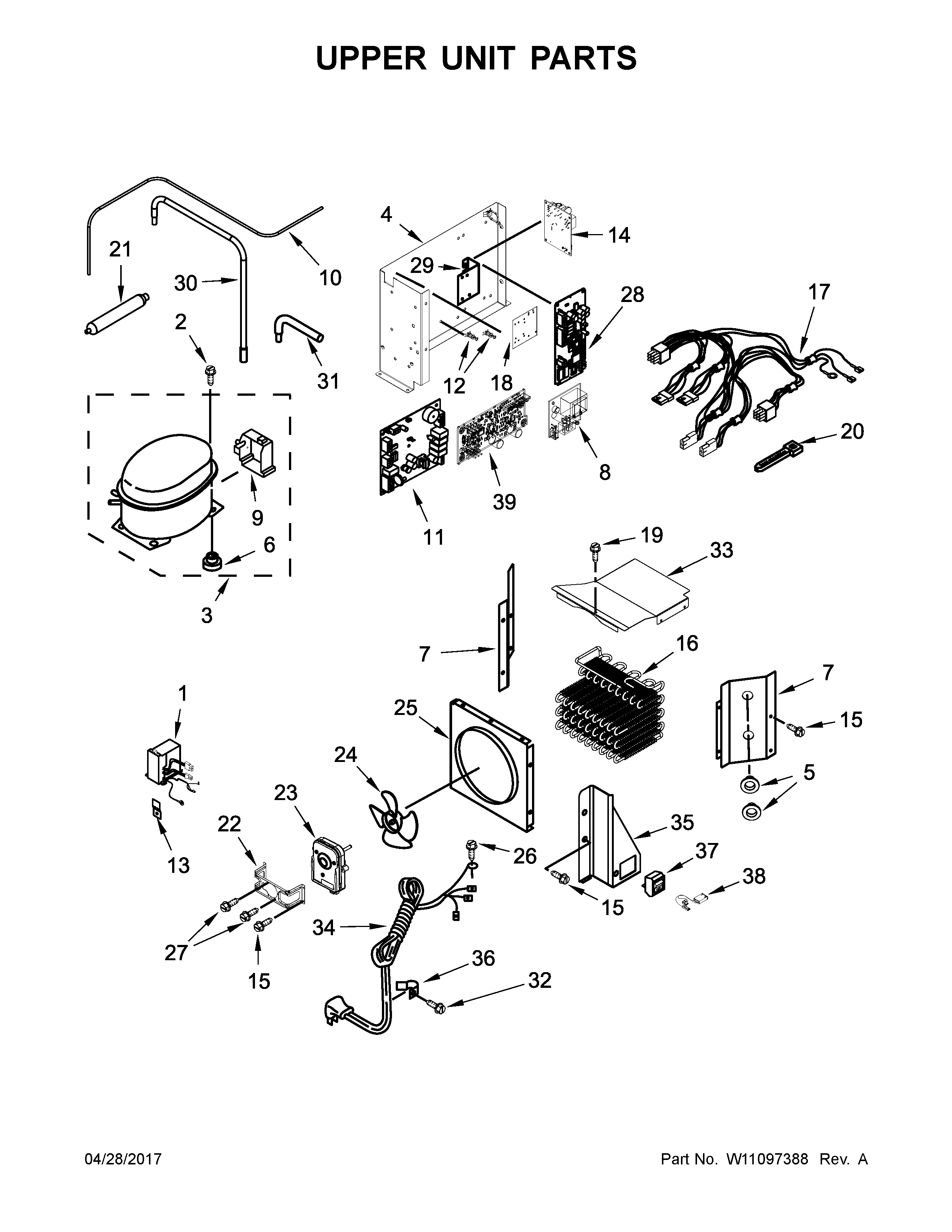 Jenn-Air JS42SSDUDE01 upper unit parts diagram
