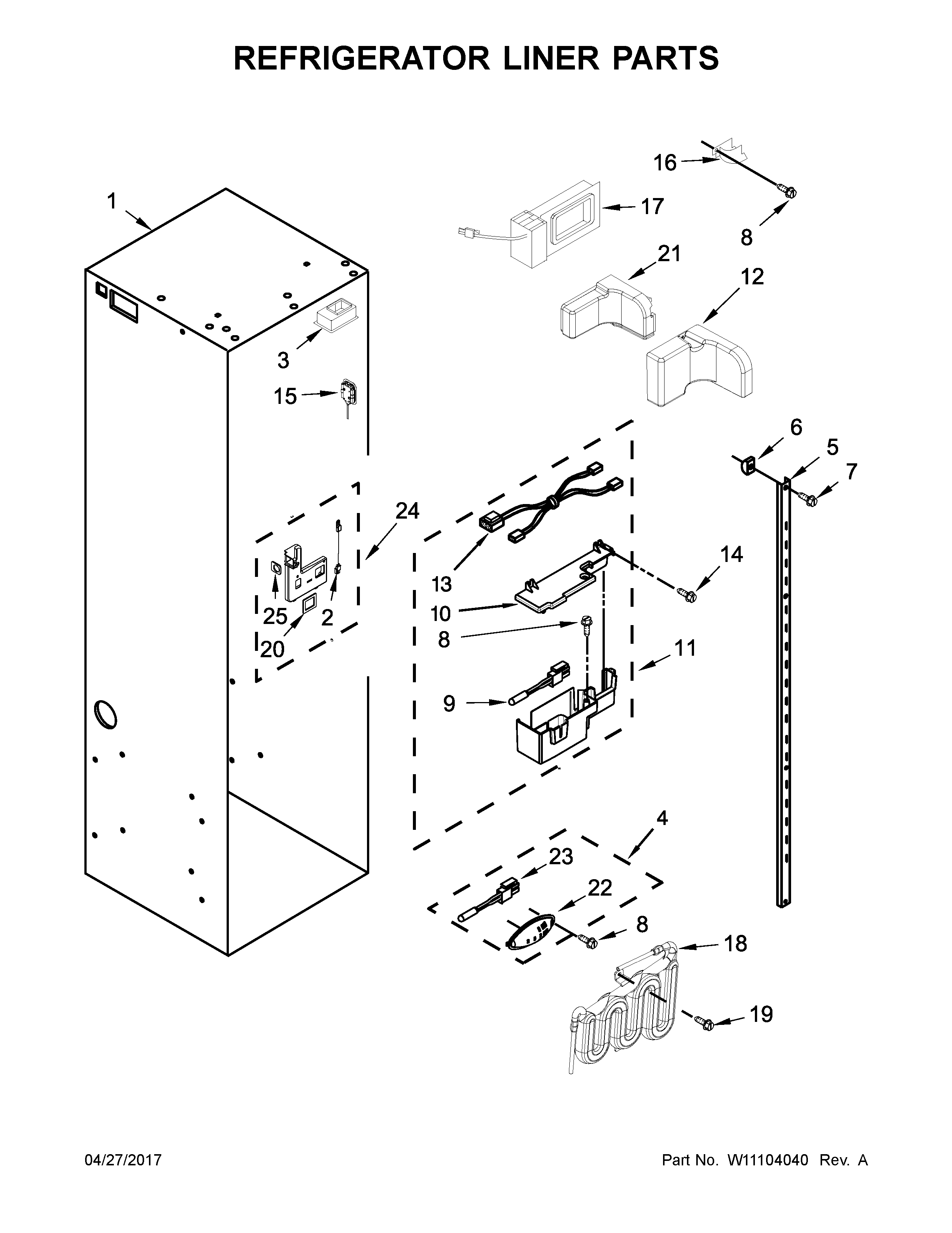 Jenn-Air JS48PPDUDE01 refrigerator liner parts diagram