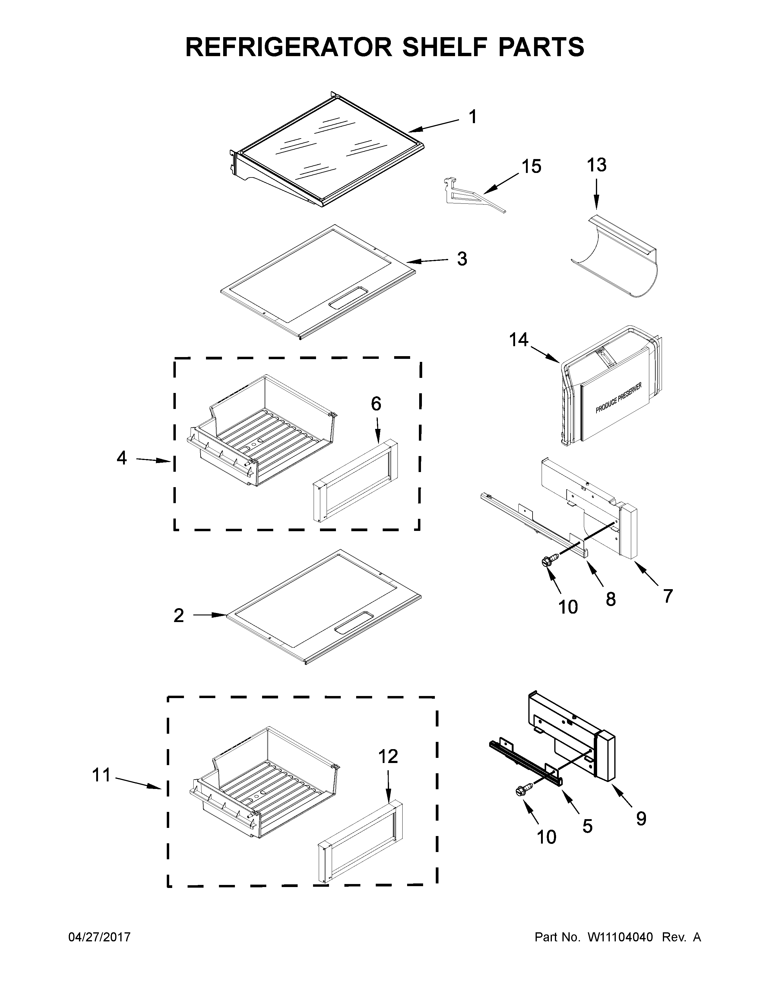Jenn-Air JS48PPDUDE01 refrigerator shelf parts diagram