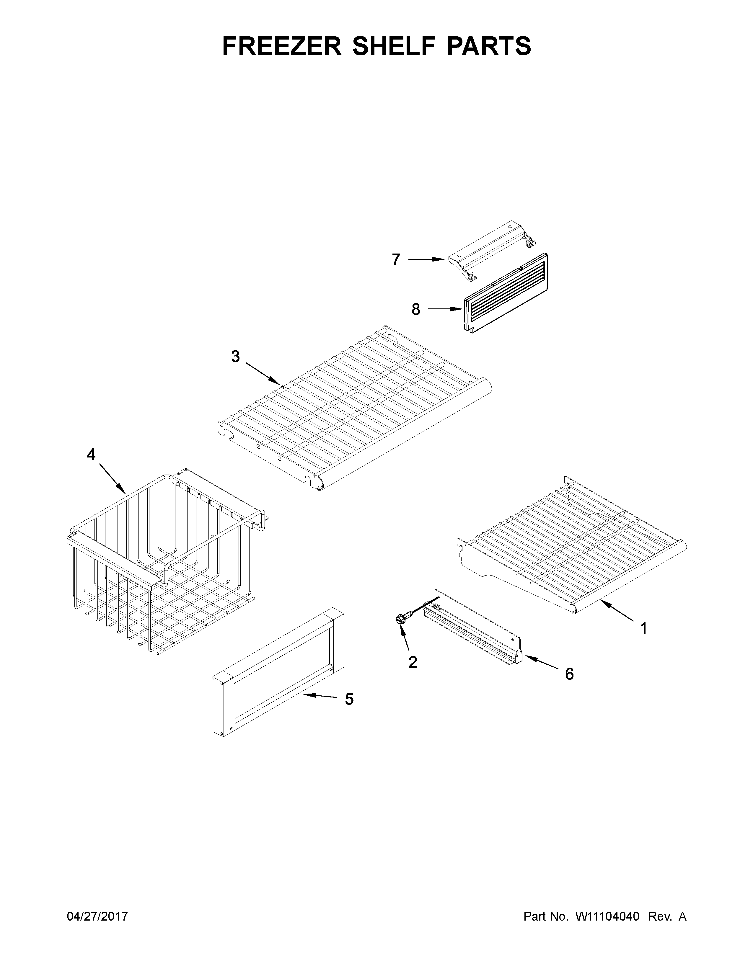 Jenn-Air JS48PPDUDE01 freezer shelf parts diagram