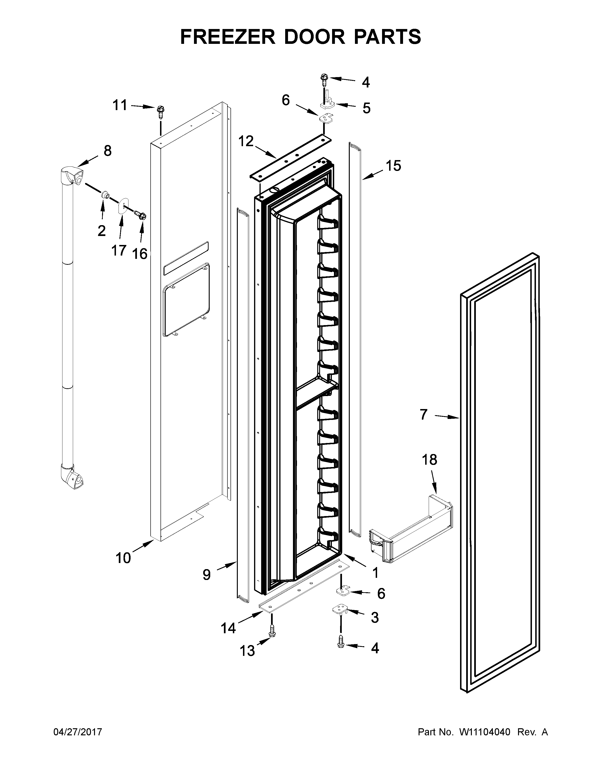 Jenn-Air JS48PPDUDE01 freezer door parts diagram