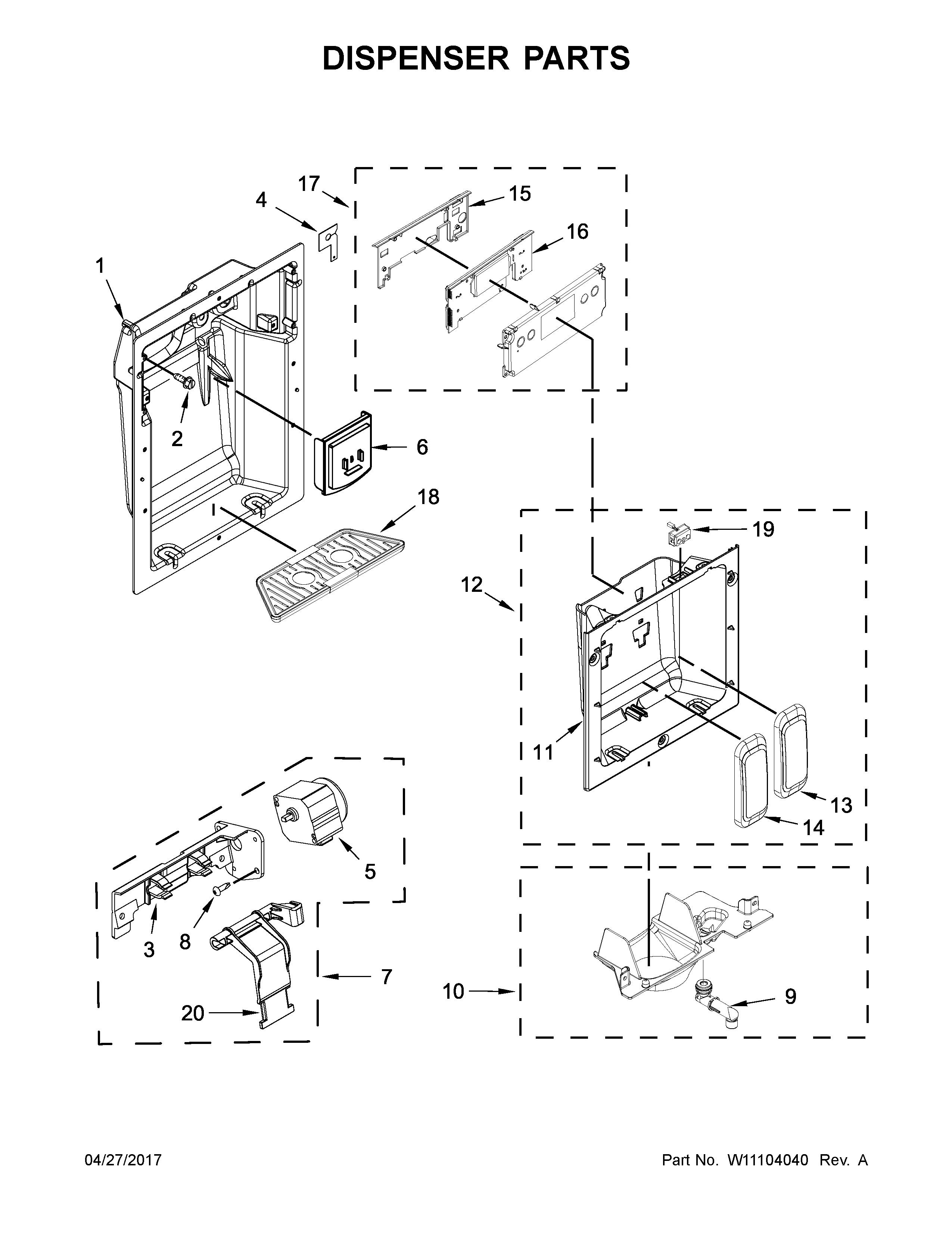 Jenn-Air JS48PPDUDE01 dispenser parts diagram