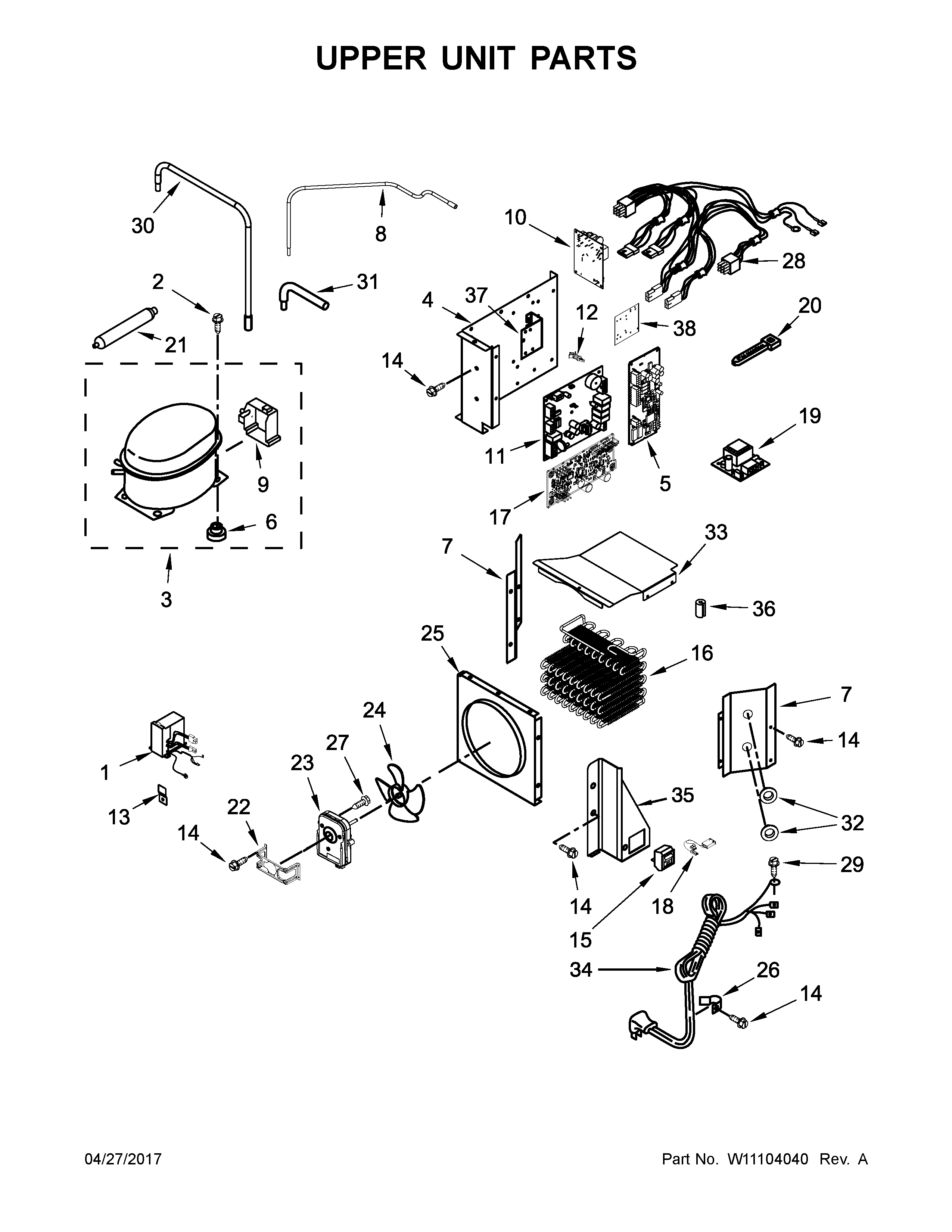 Jenn-Air JS48PPDUDE01 upper unit parts diagram