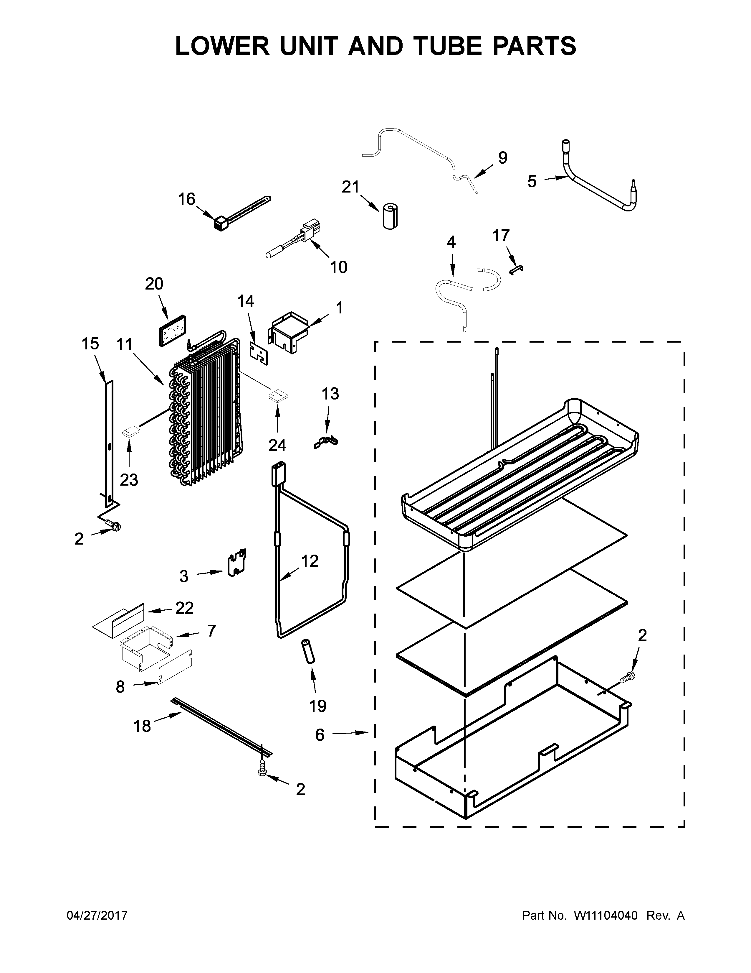 Jenn-Air JS48PPDUDE01 lower unit and tube parts diagram