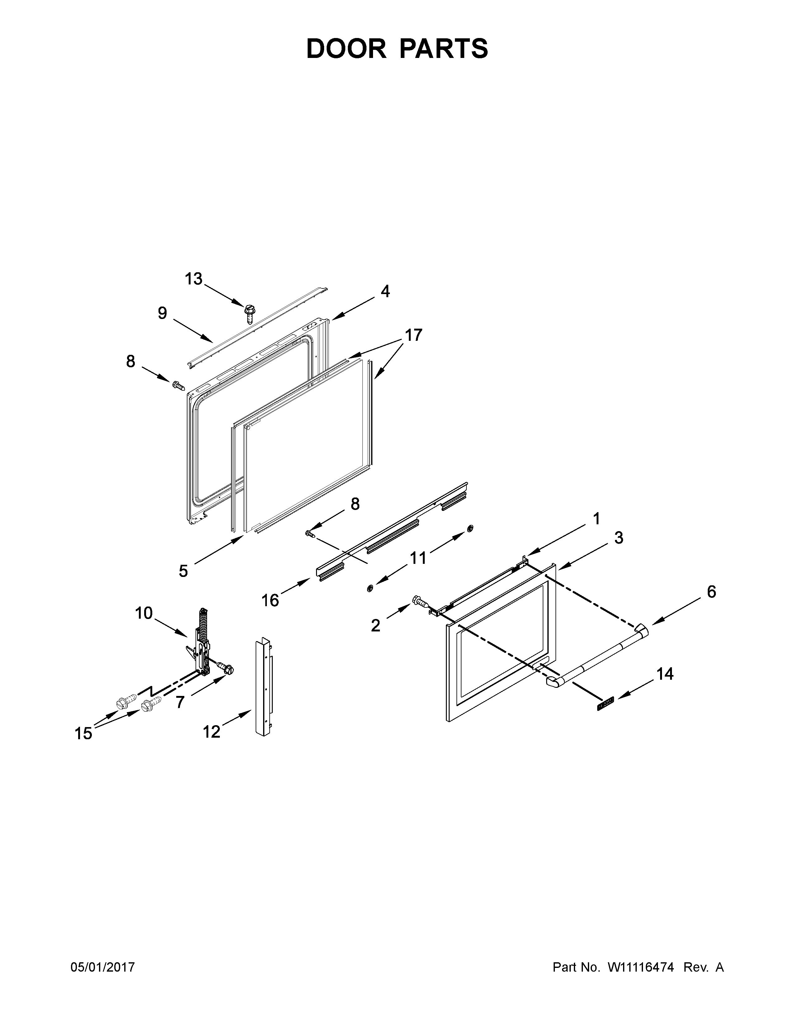 Jenn-Air JGS1450FP0 door parts diagram