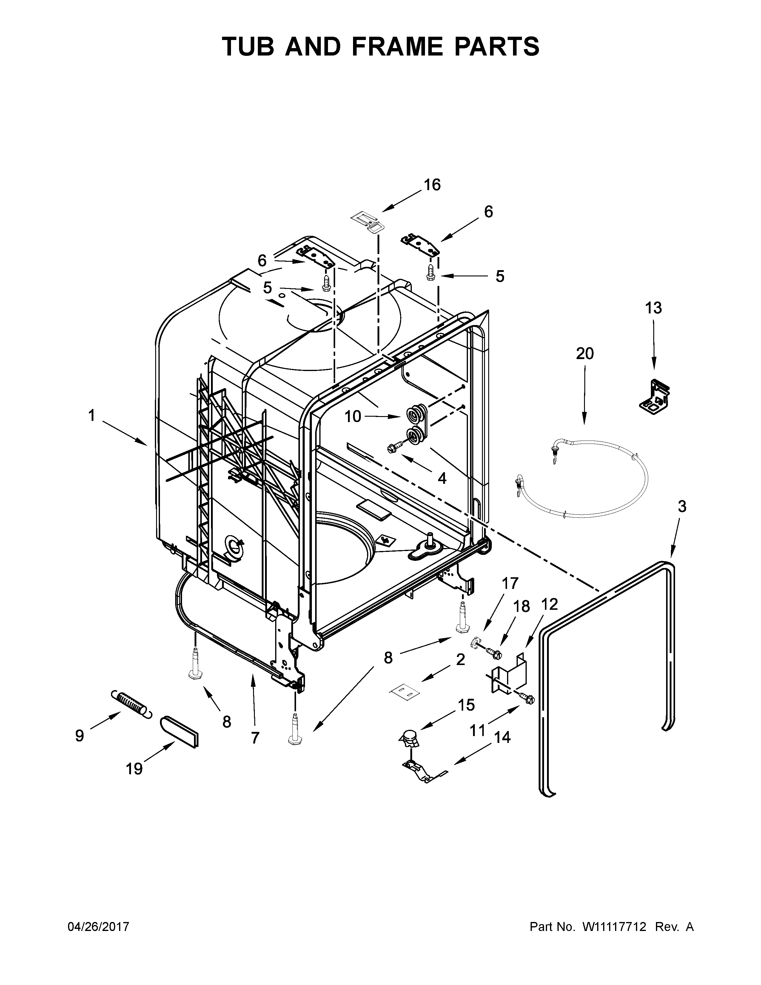 Amana ADB1400AGS1 tub and frame parts diagram