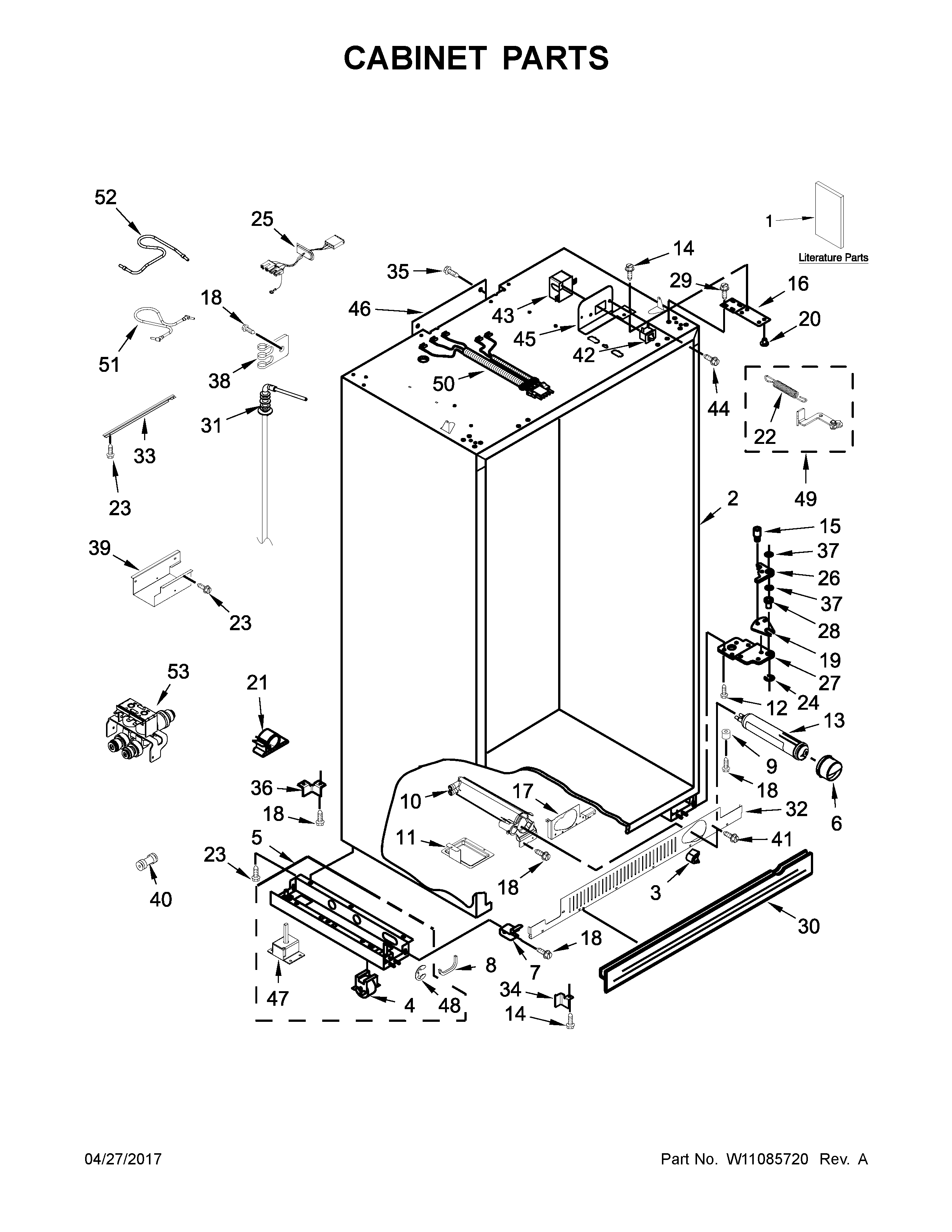KitchenAid KBSD608EBS01 cabinet parts diagram