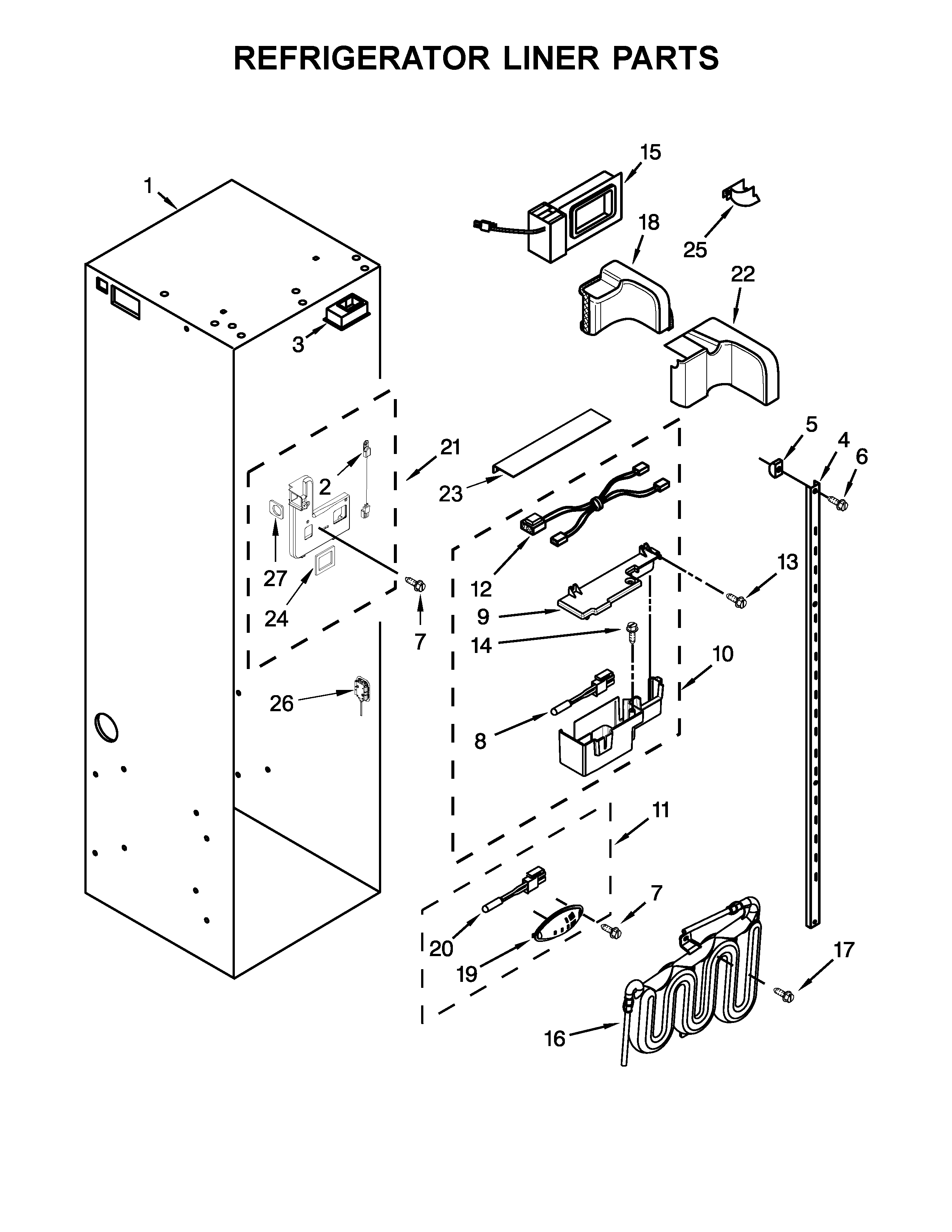 KitchenAid KBSD608EBS01 refrigerator liner parts diagram