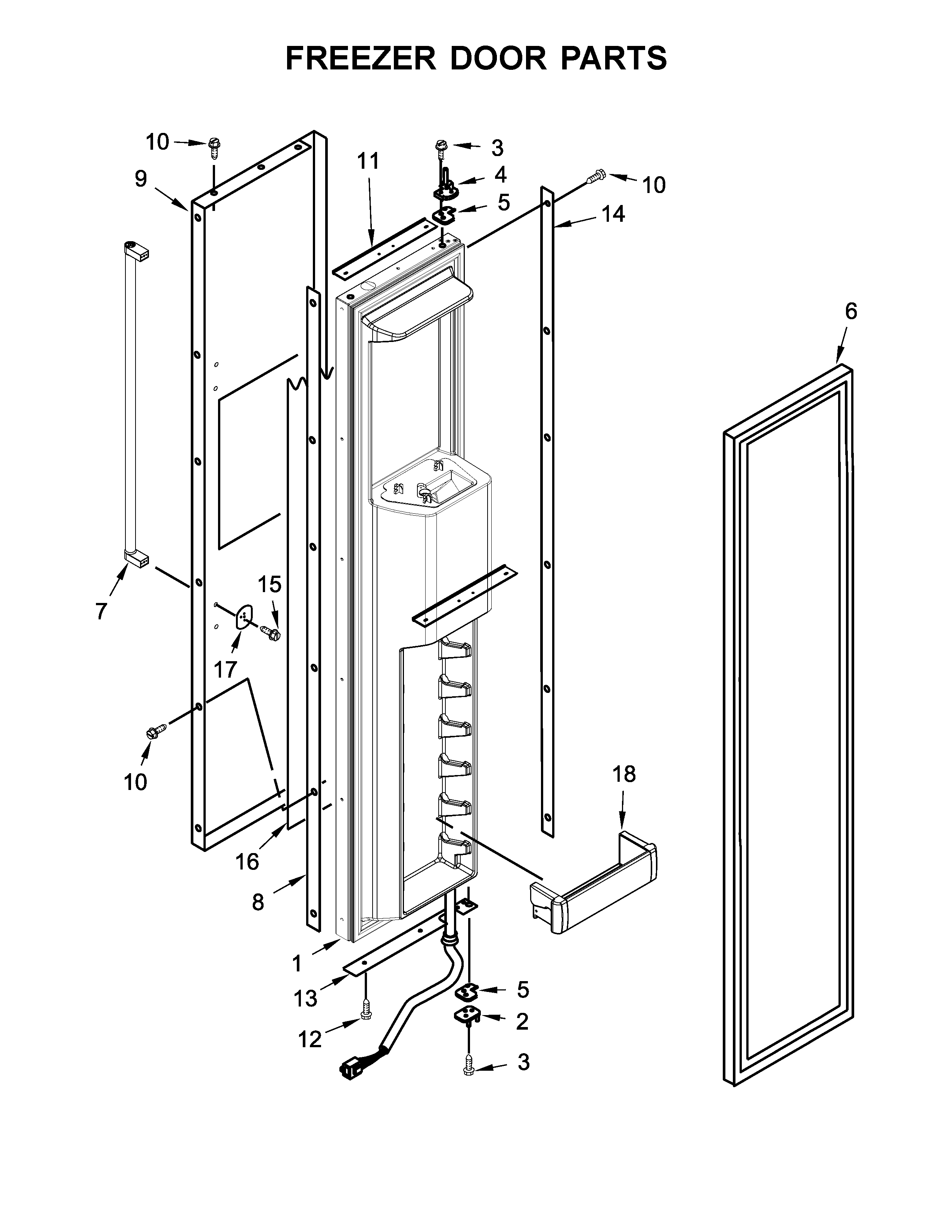KitchenAid KBSD608EBS01 freezer door parts diagram