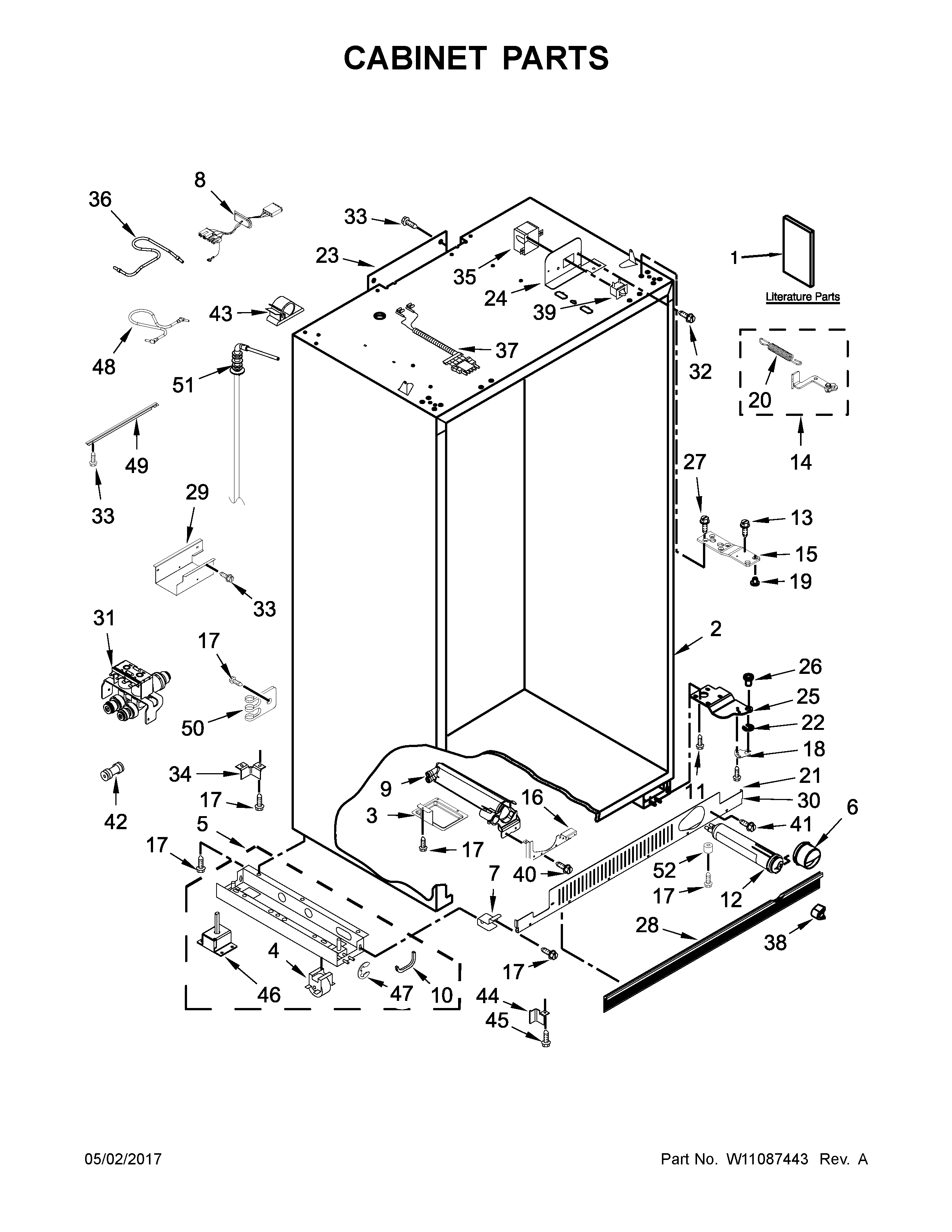 KitchenAid KBSD612ESS01 cabinet parts diagram