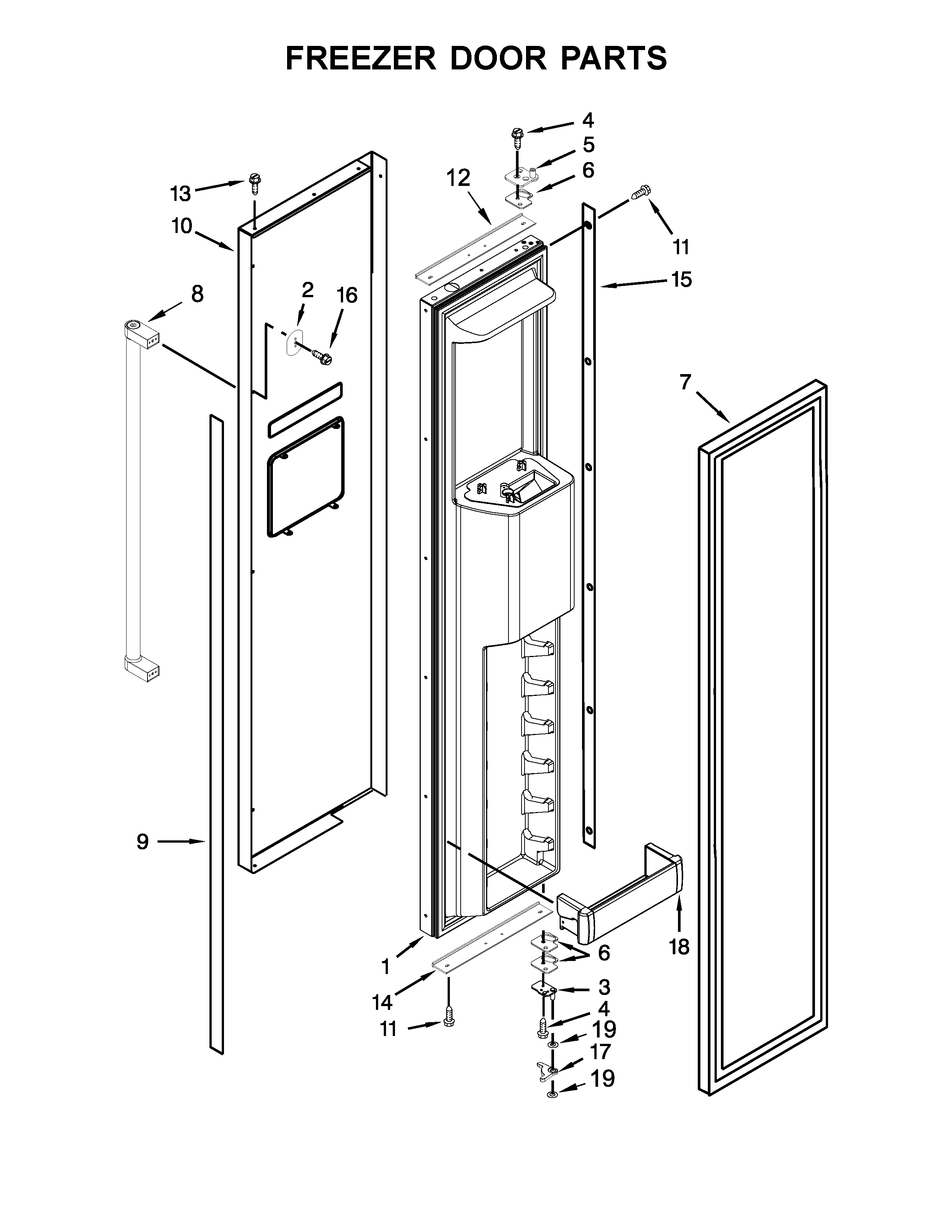 KitchenAid KBSD612ESS01 freezer door parts diagram