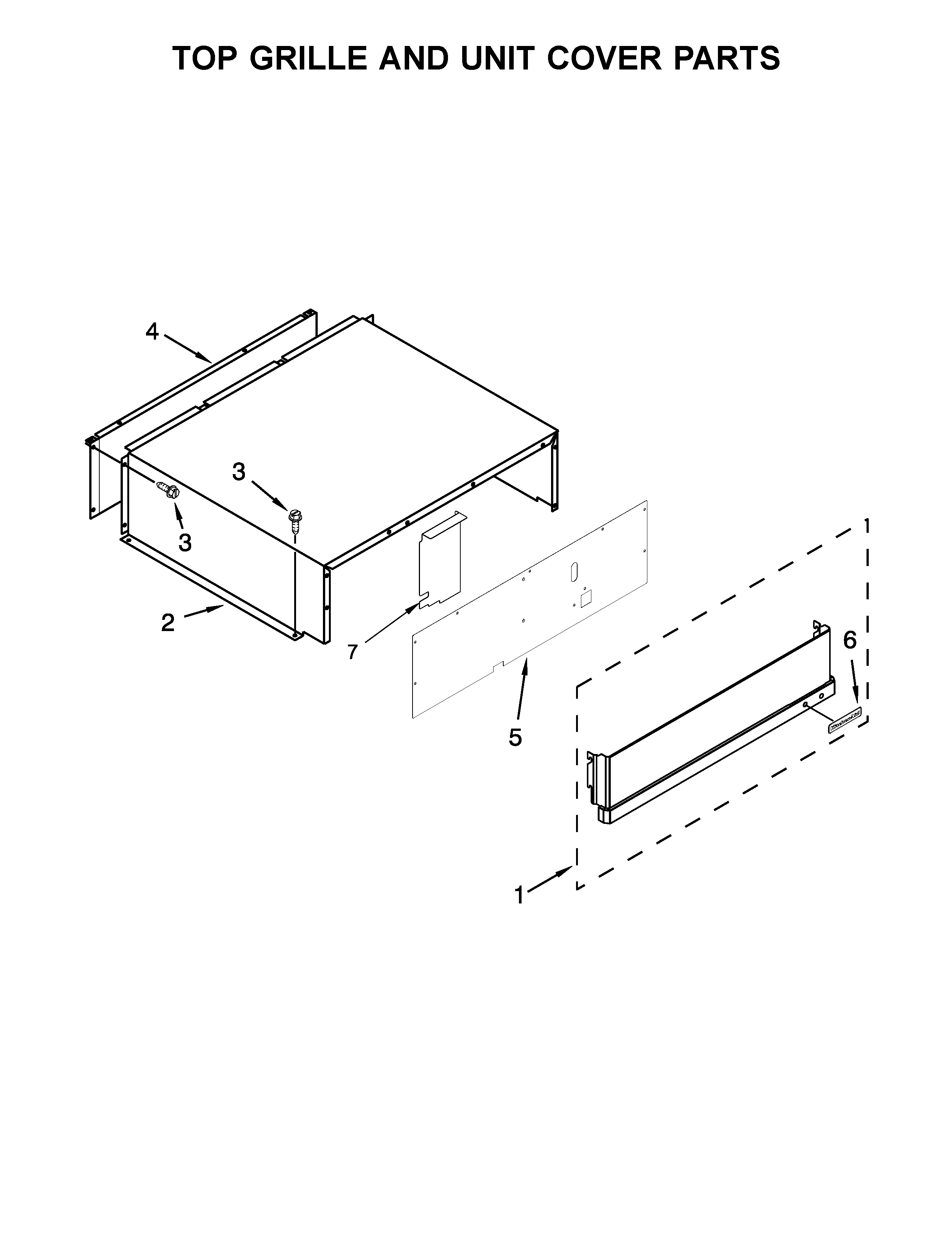 KitchenAid KBSD612ESS01 top grille and unit cover parts diagram