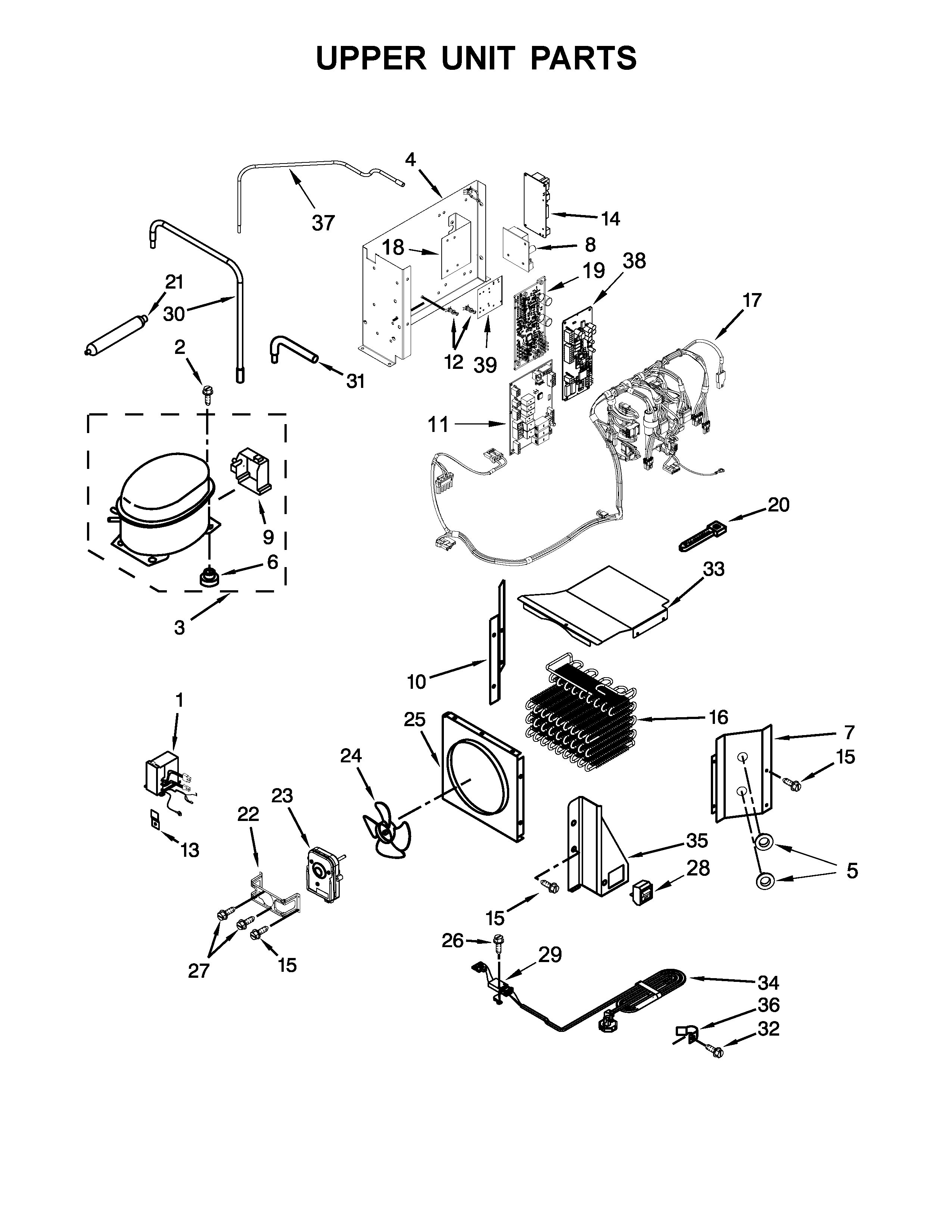 KitchenAid KBSD612ESS01 upper unit parts diagram