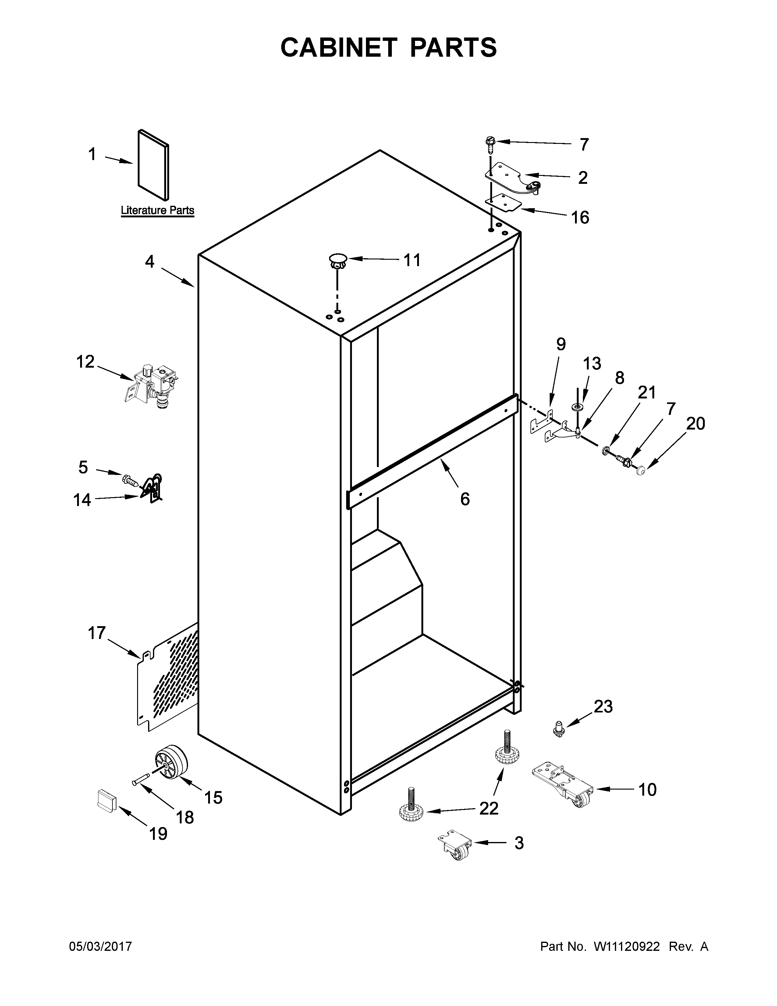 Whirlpool WRT549SZDM01 cabinet parts diagram