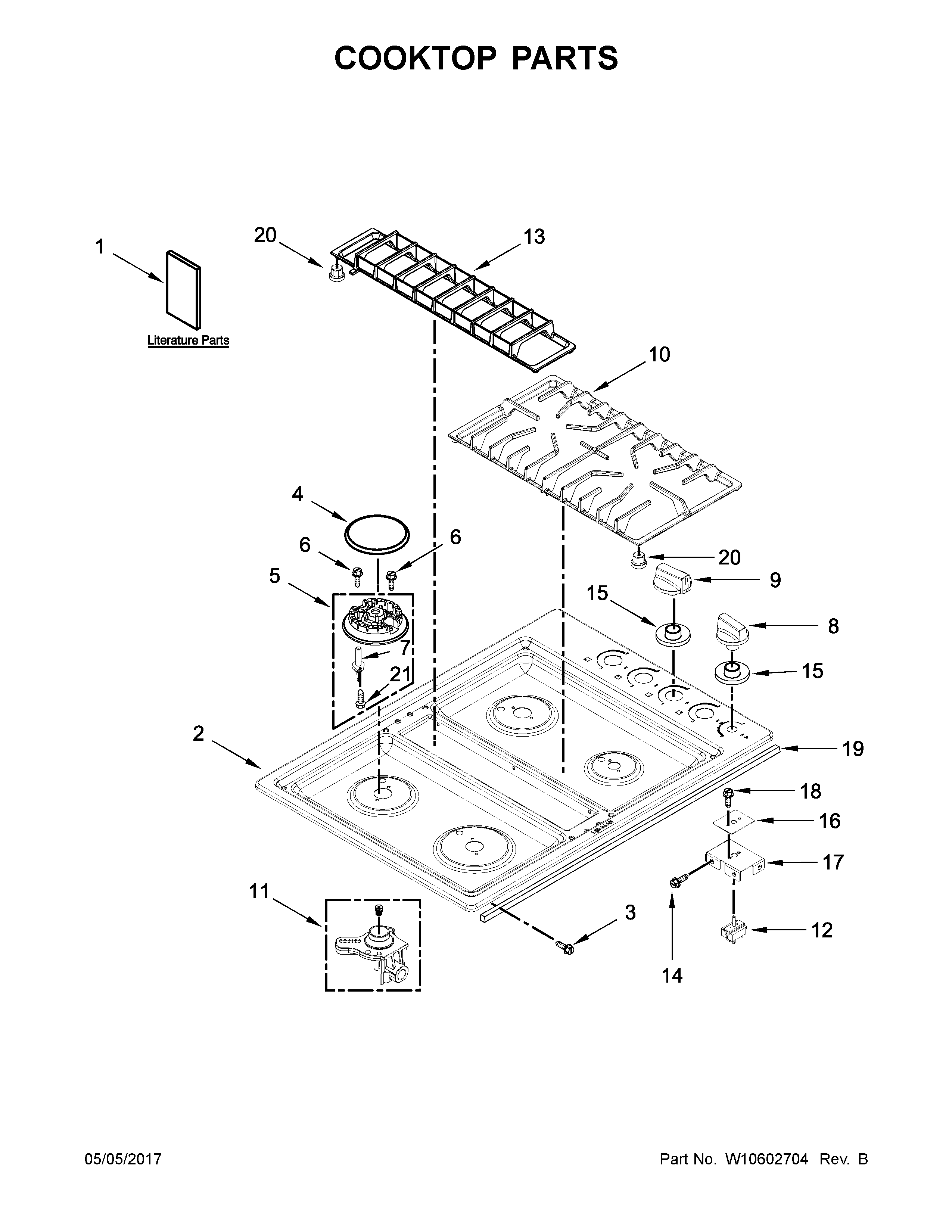 Jenn-Air JGD3430BW00 cooktop parts diagram