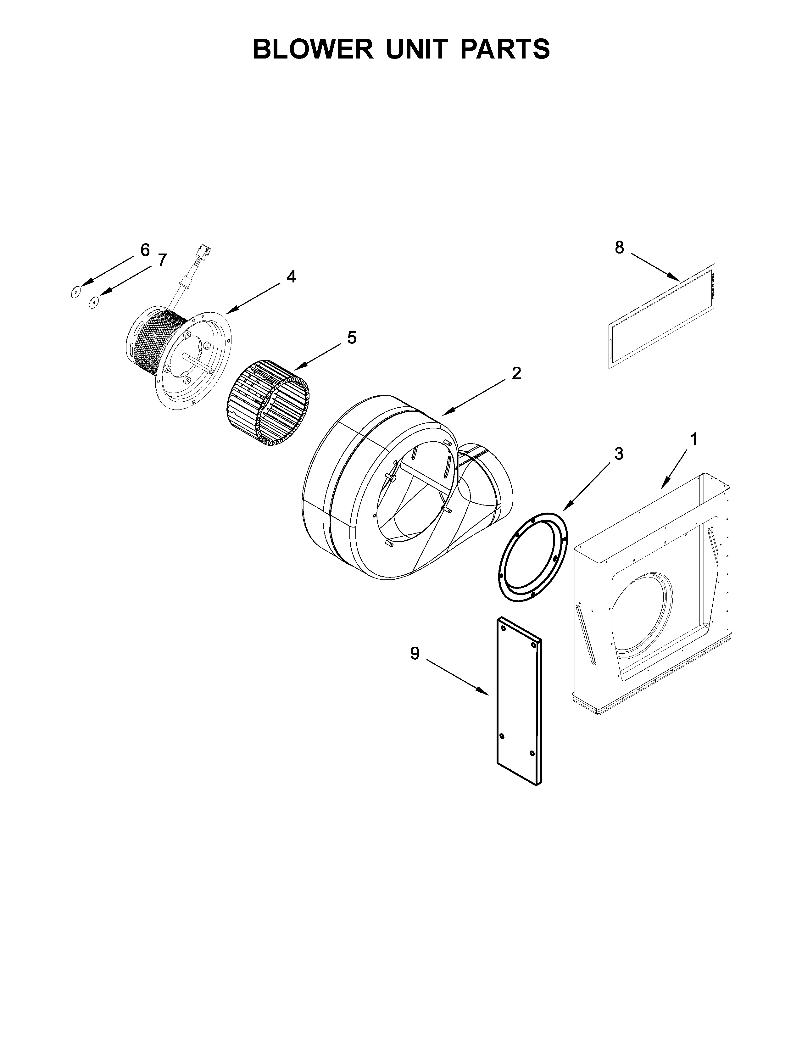 Jenn-Air JGD3430BW00 blower unit parts diagram