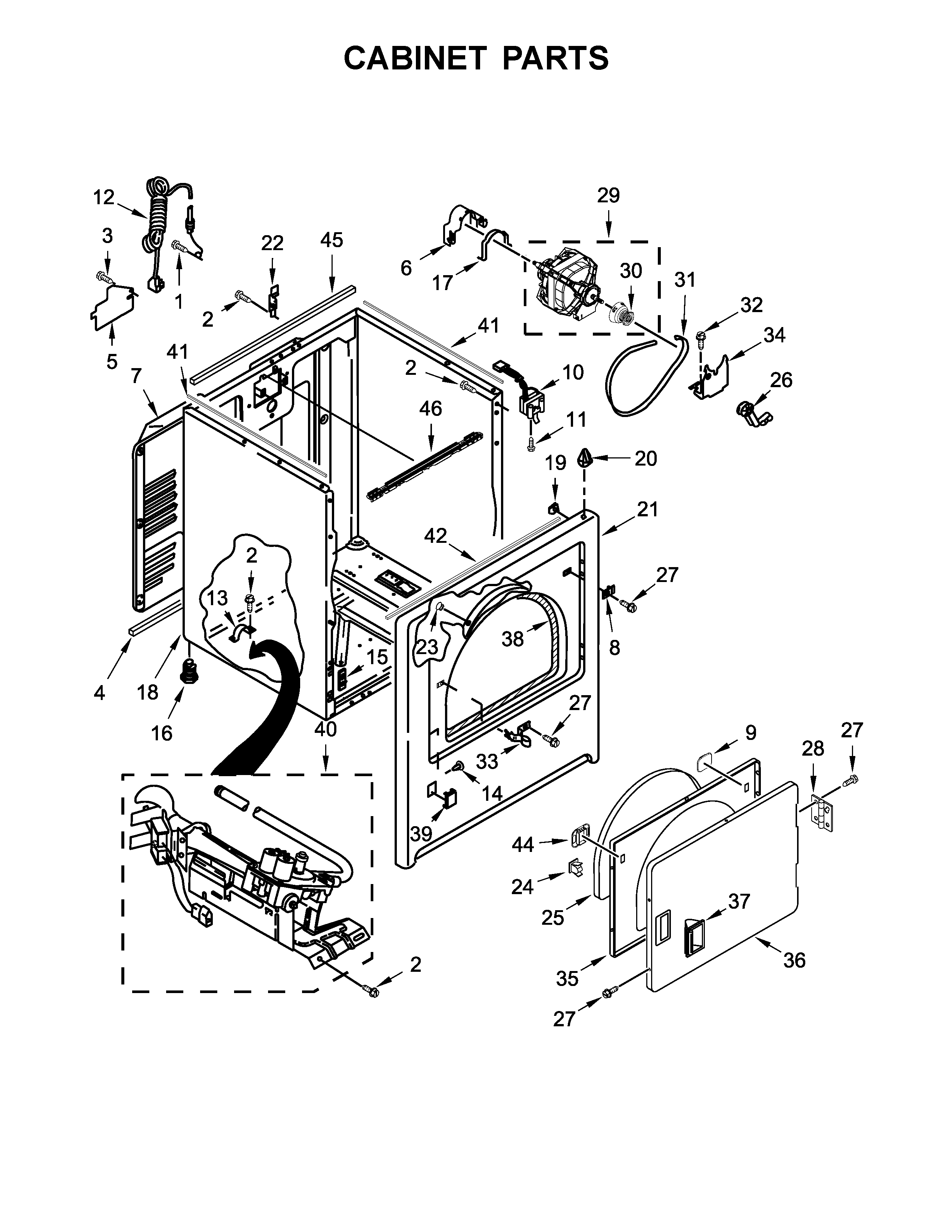 Maytag MGDB755DW2 cabinet parts diagram