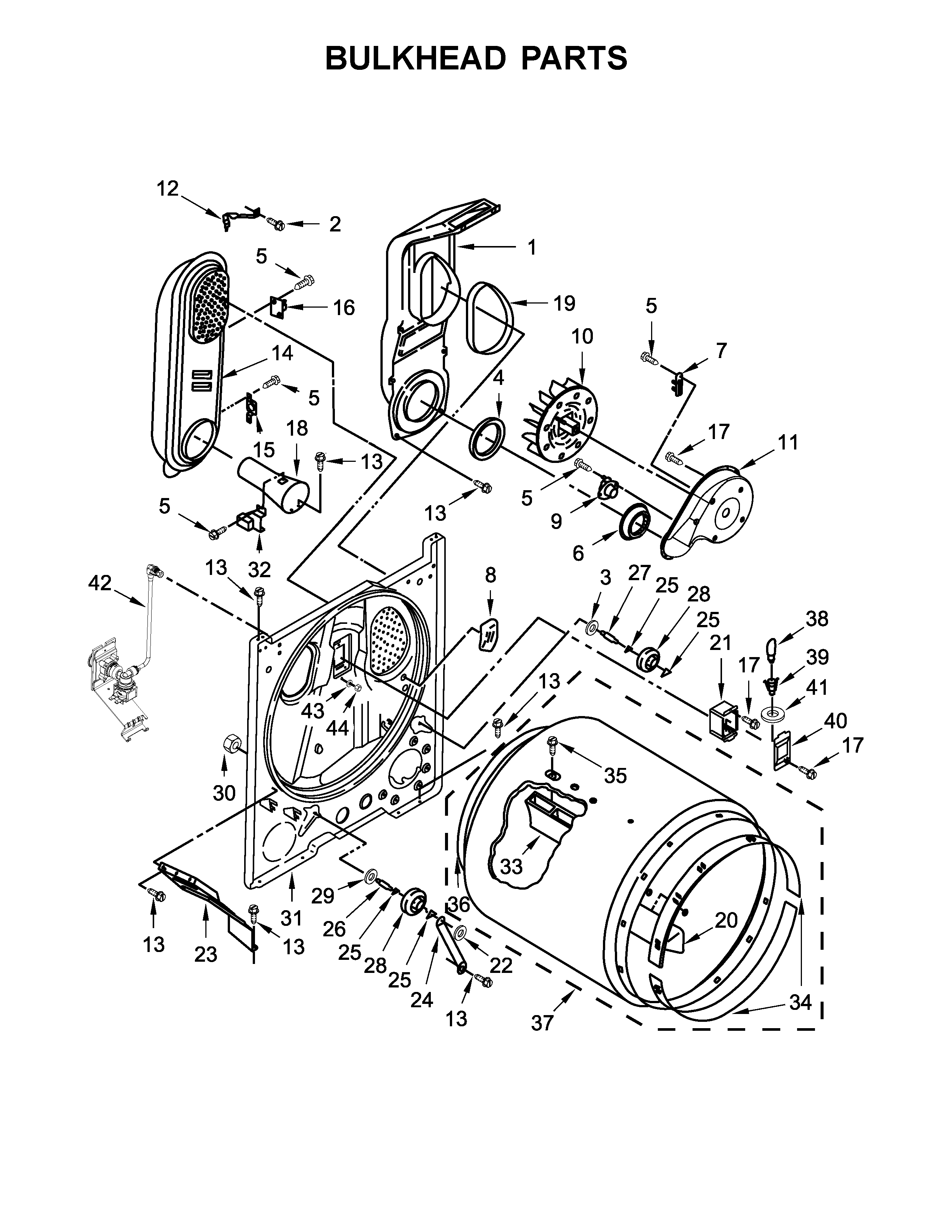 Maytag MGDB755DW2 bulkhead parts diagram