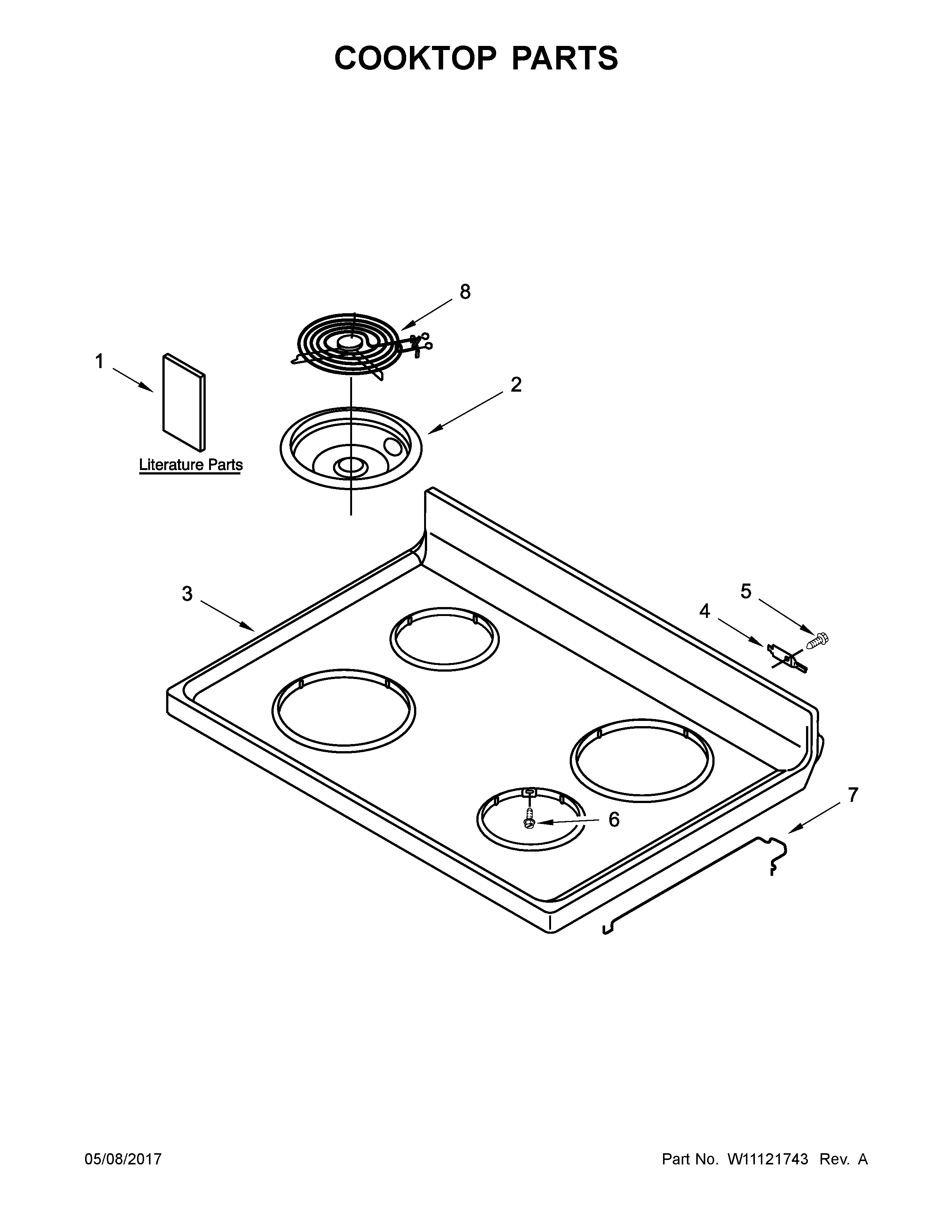 Amana ACR2303MFW1 cooktop parts diagram
