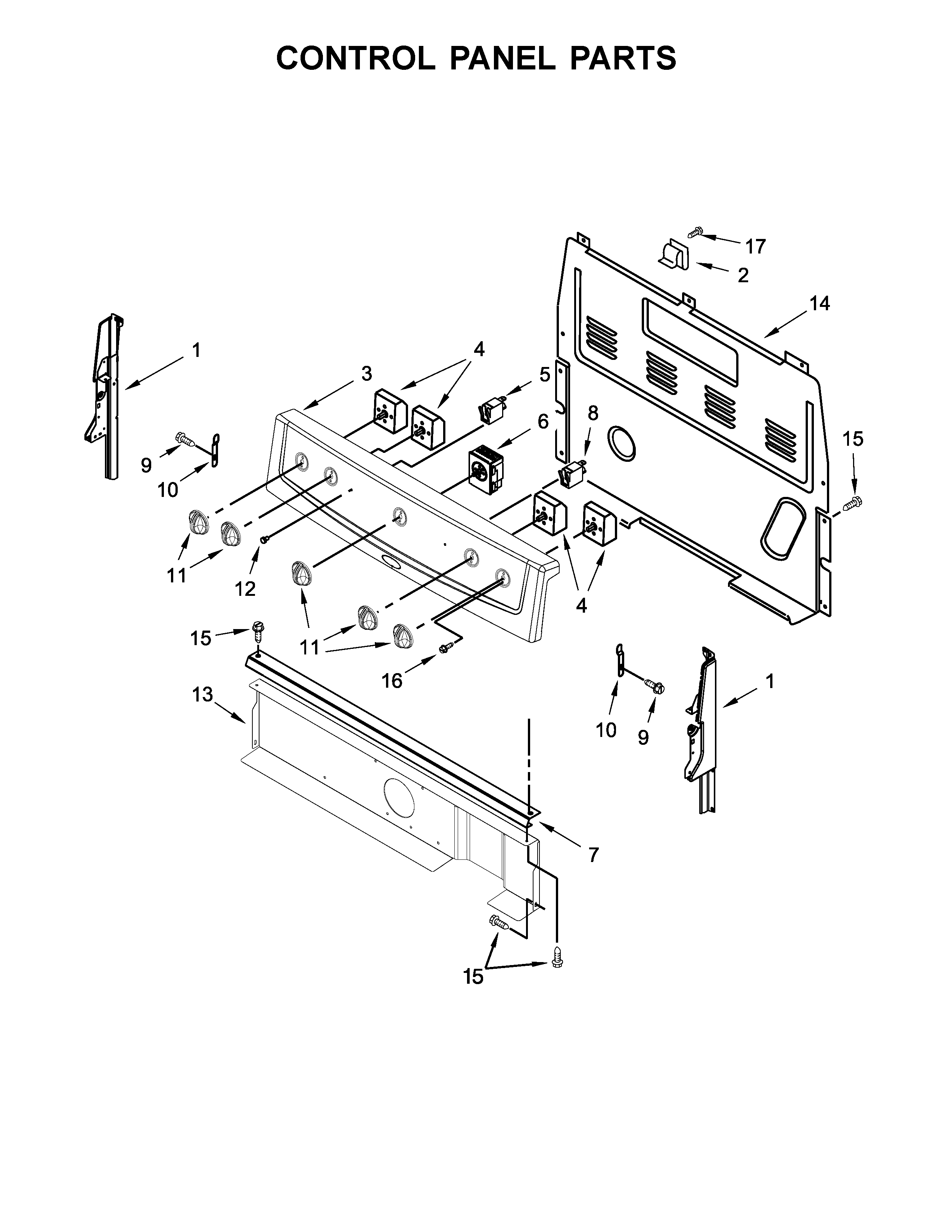 Amana ACR2303MFW1 control panel parts diagram