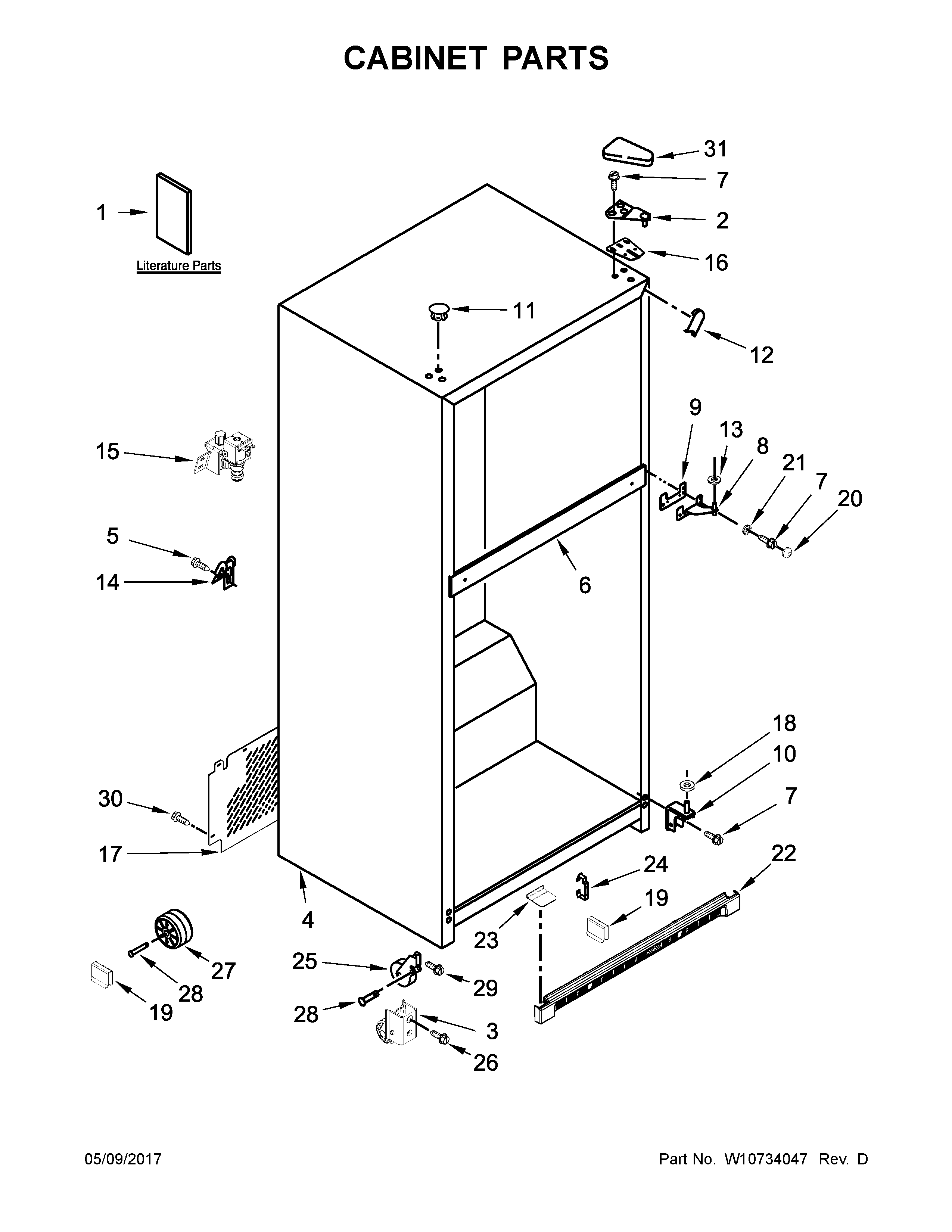 Whirlpool WRT311FZDW00 cabinet parts diagram