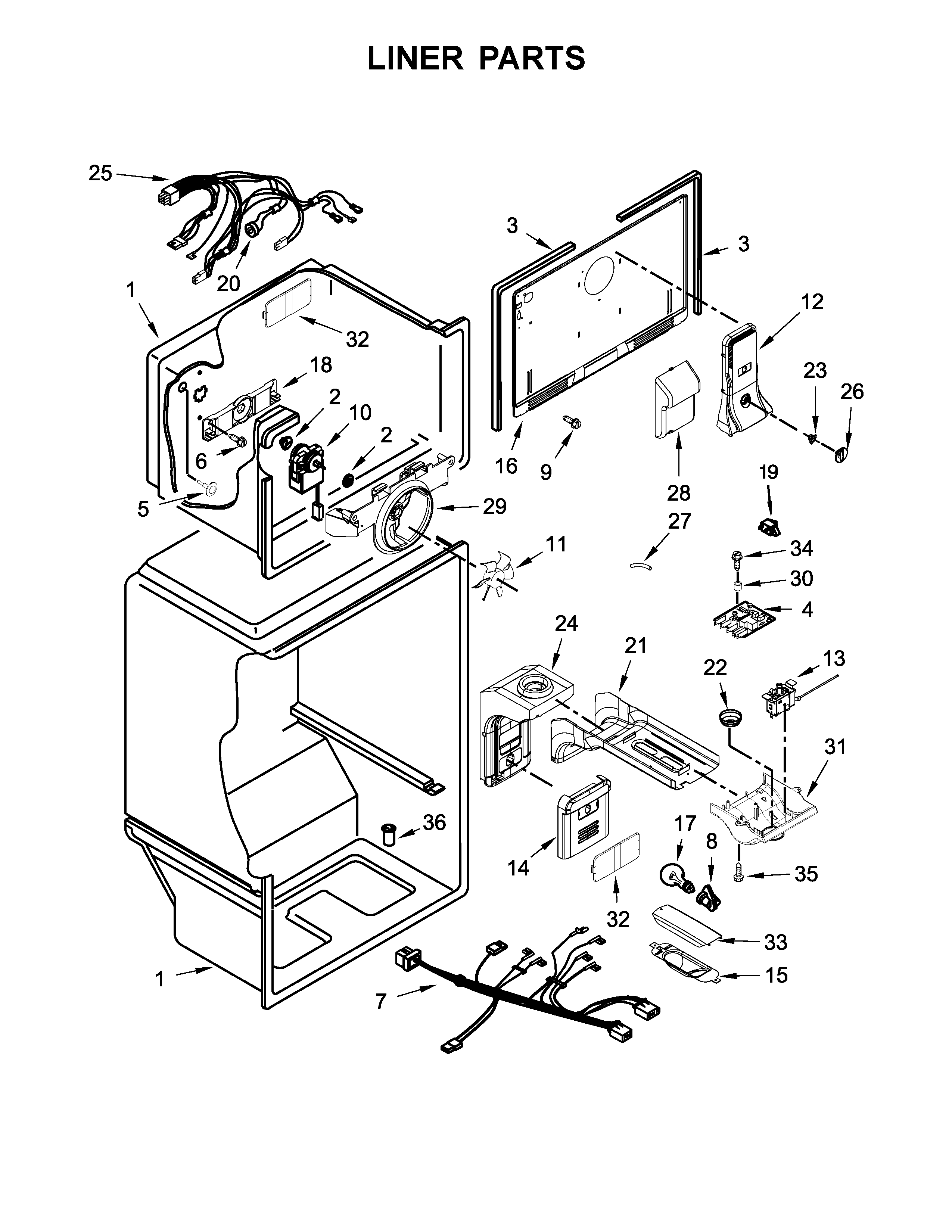 Whirlpool WRT311FZDW00 liner parts diagram