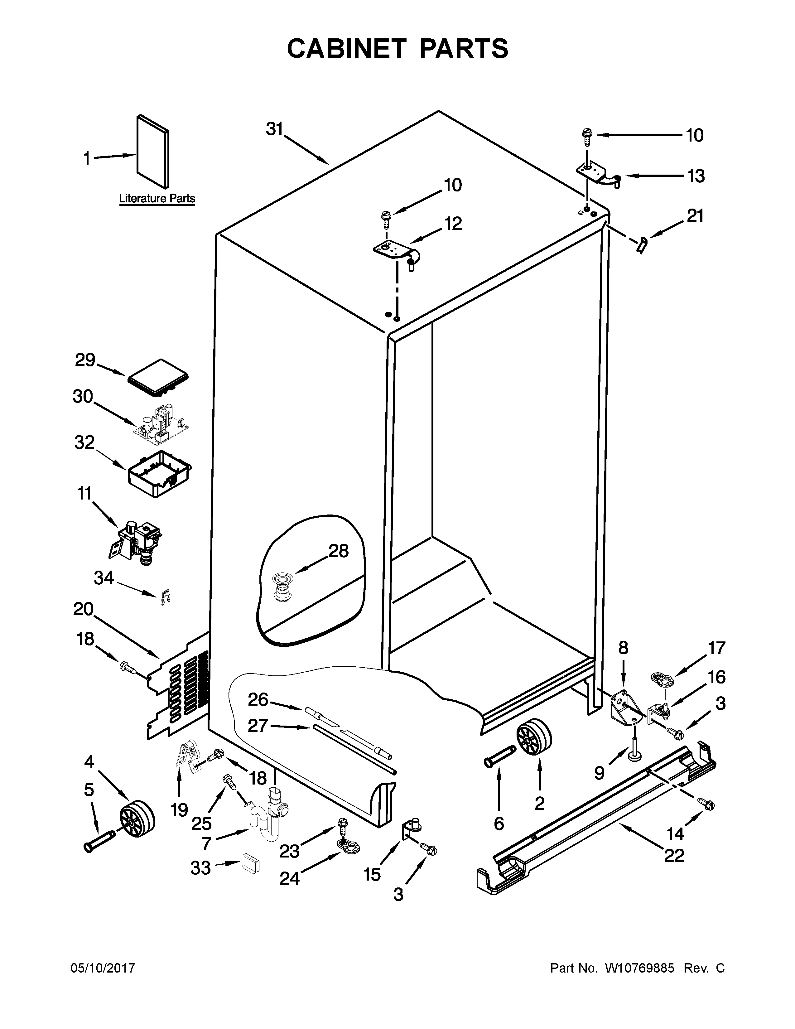Whirlpool WRS586FIEH00 cabinet parts diagram