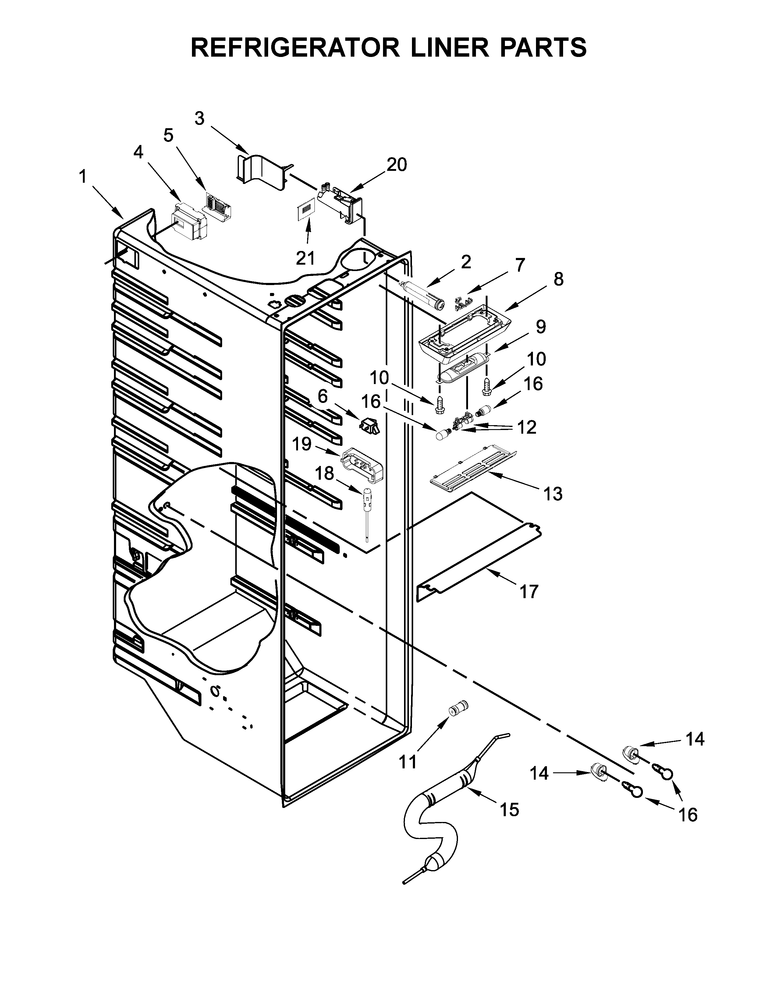 Whirlpool WRS586FIEH00 refrigerator liner parts diagram