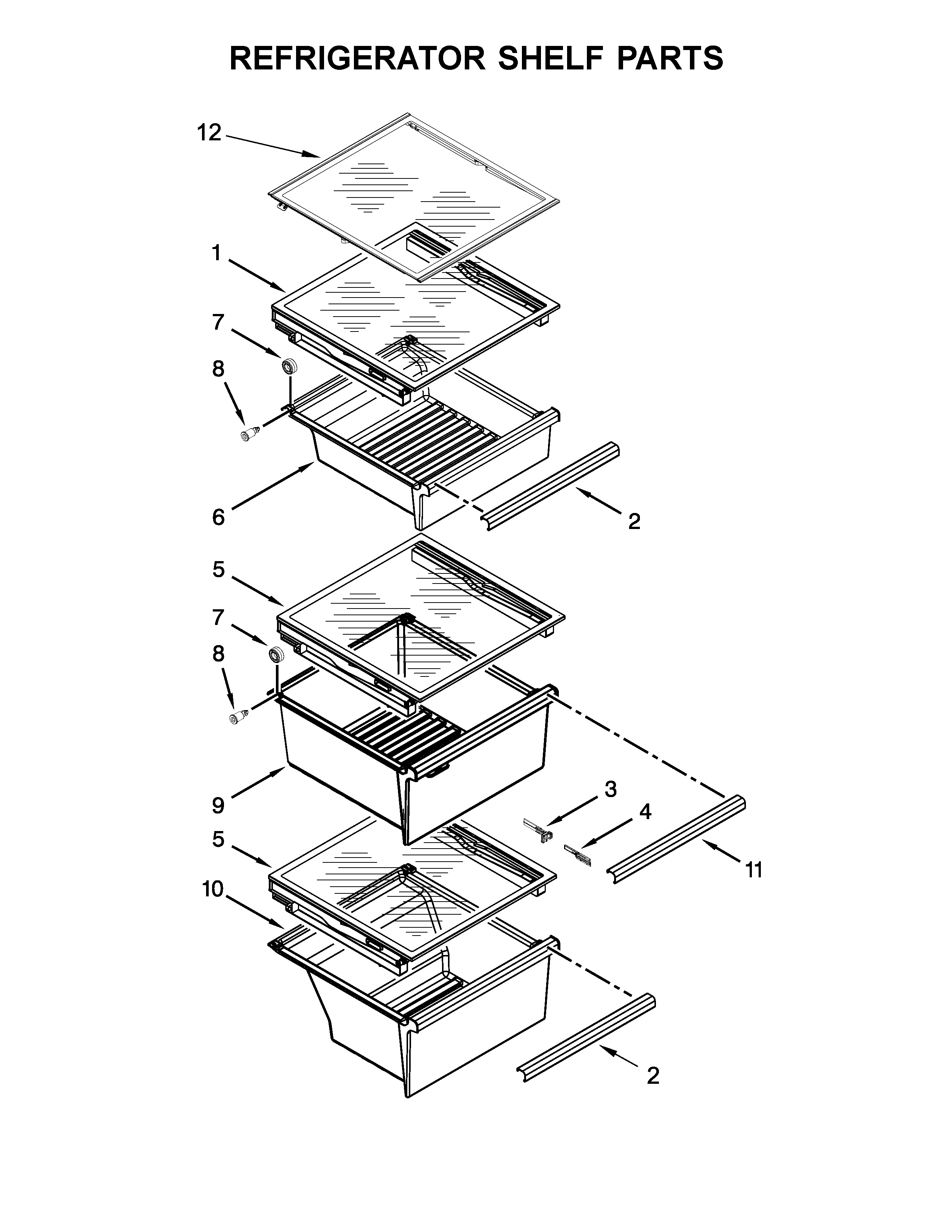 Whirlpool WRS586FIEH00 refrigerator shelf parts diagram