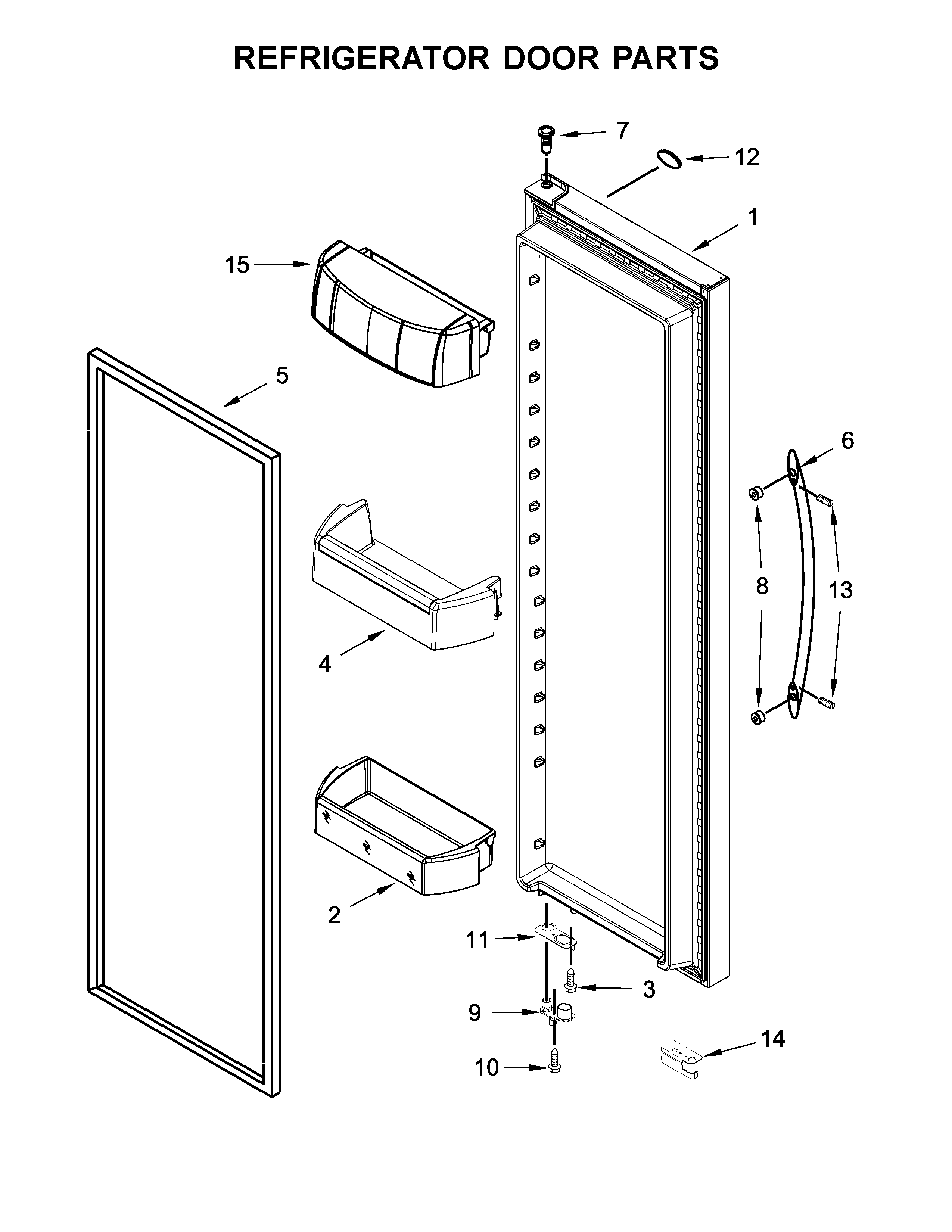 Whirlpool WRS586FIEH00 refrigerator door parts diagram