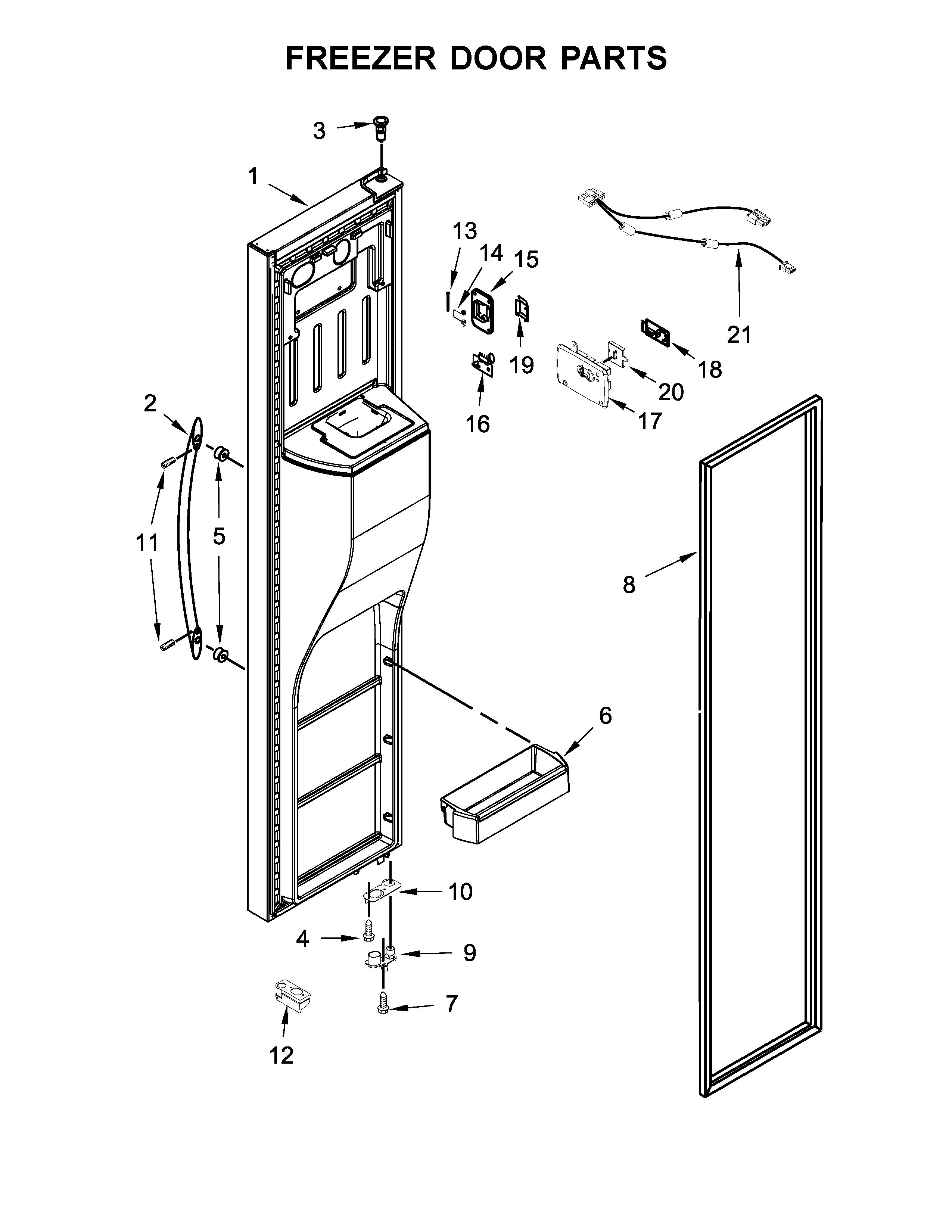 Whirlpool WRS586FIEH00 freezer door parts diagram
