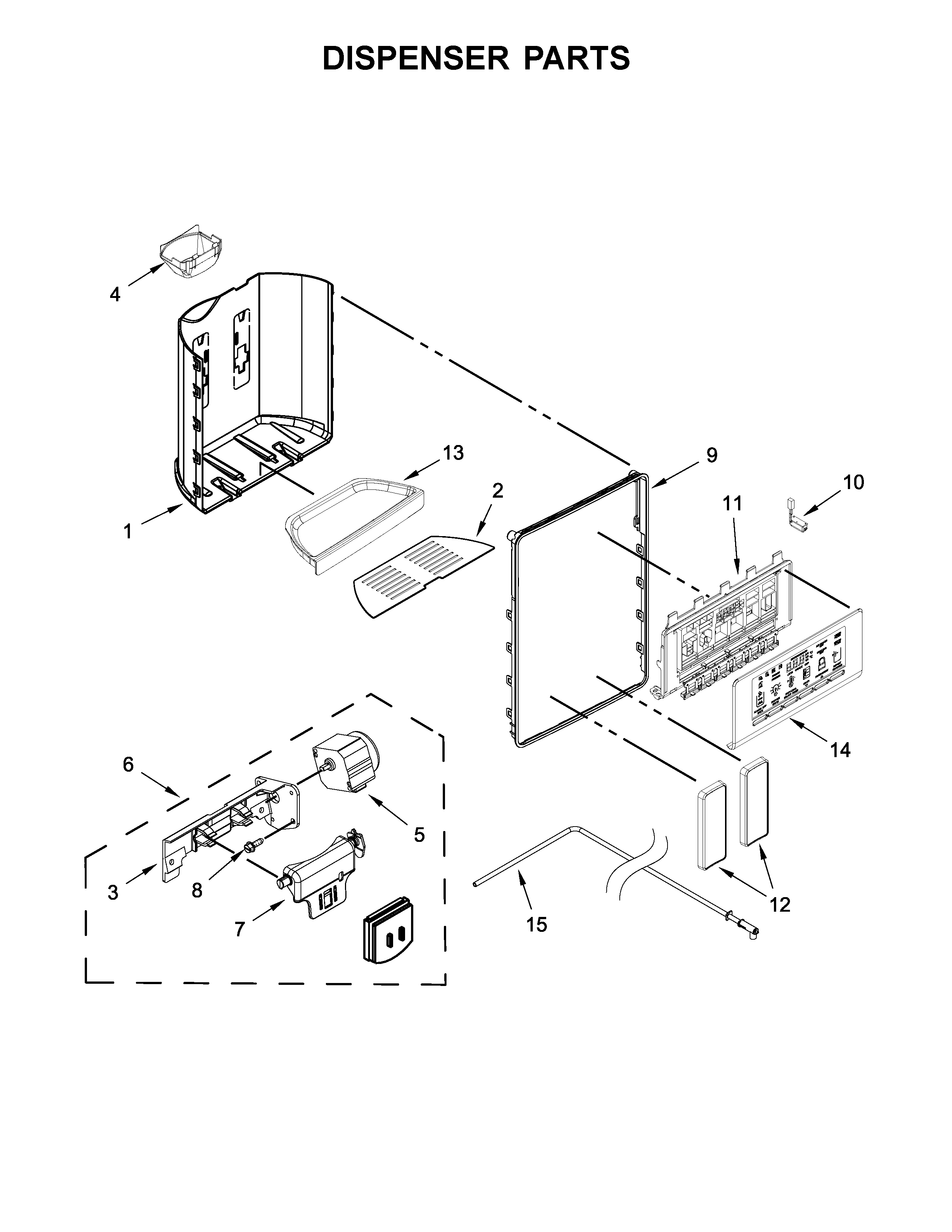Whirlpool WRS586FIEH00 dispenser parts diagram