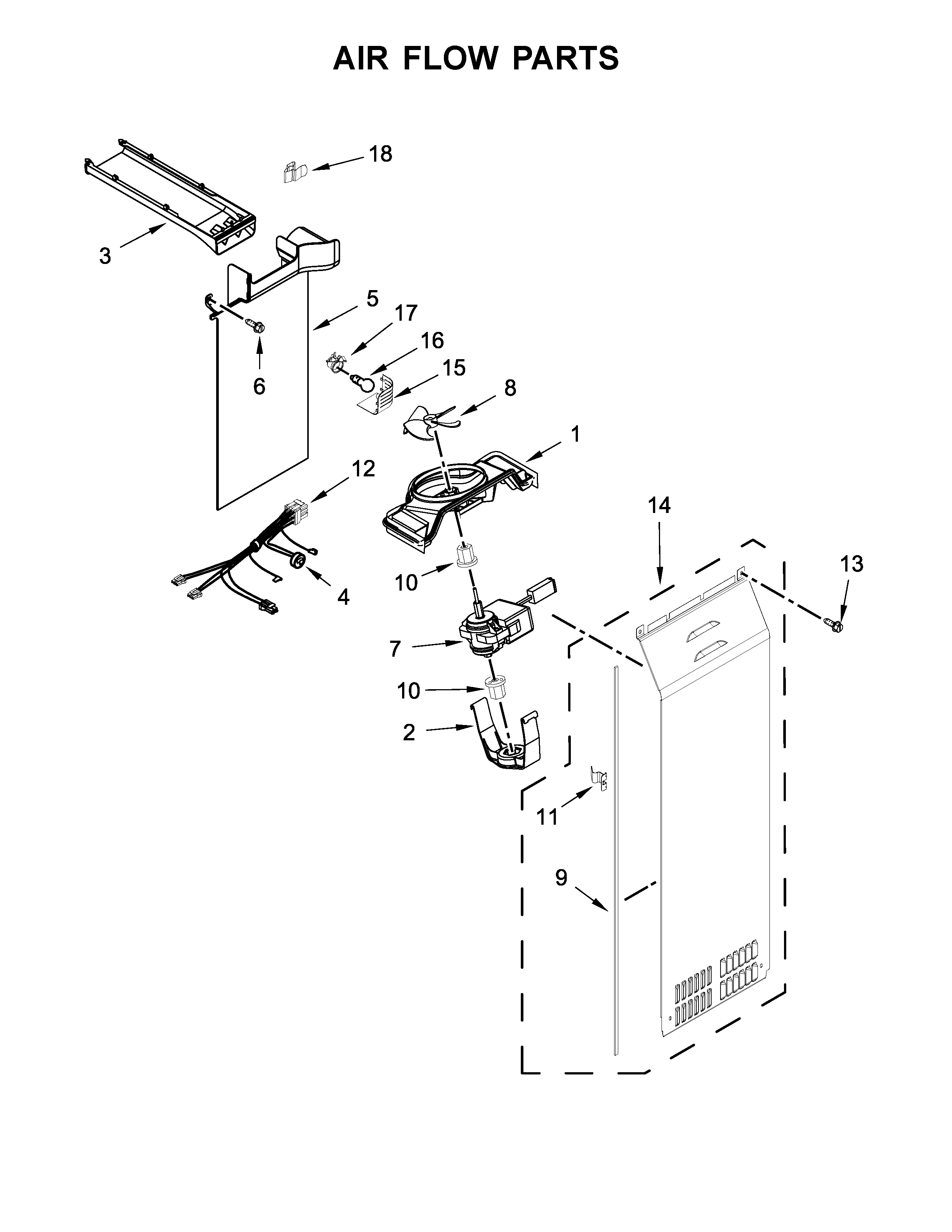 Whirlpool WRS586FIEH00 air flow parts diagram