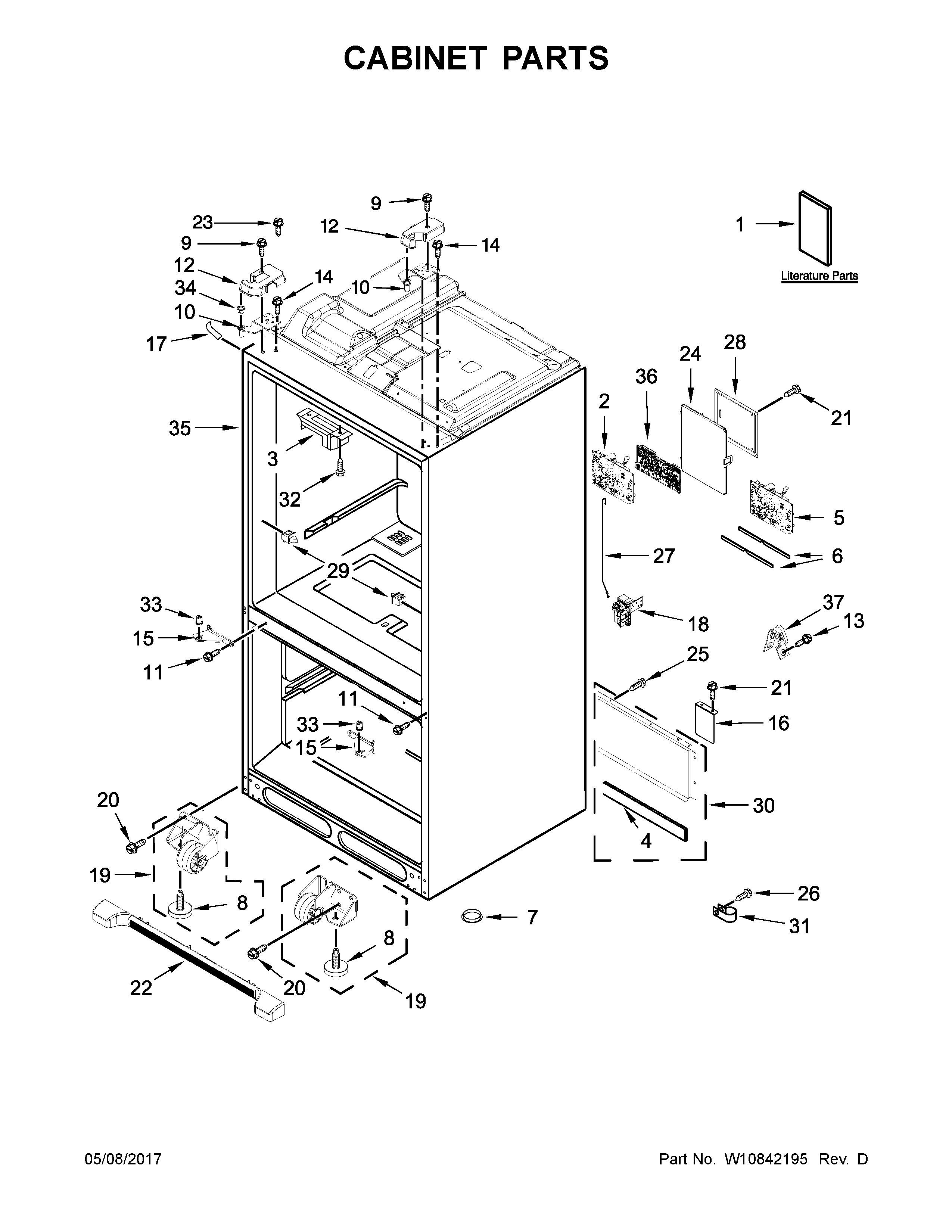 KitchenAid KRFF507EWH01 cabinet parts diagram