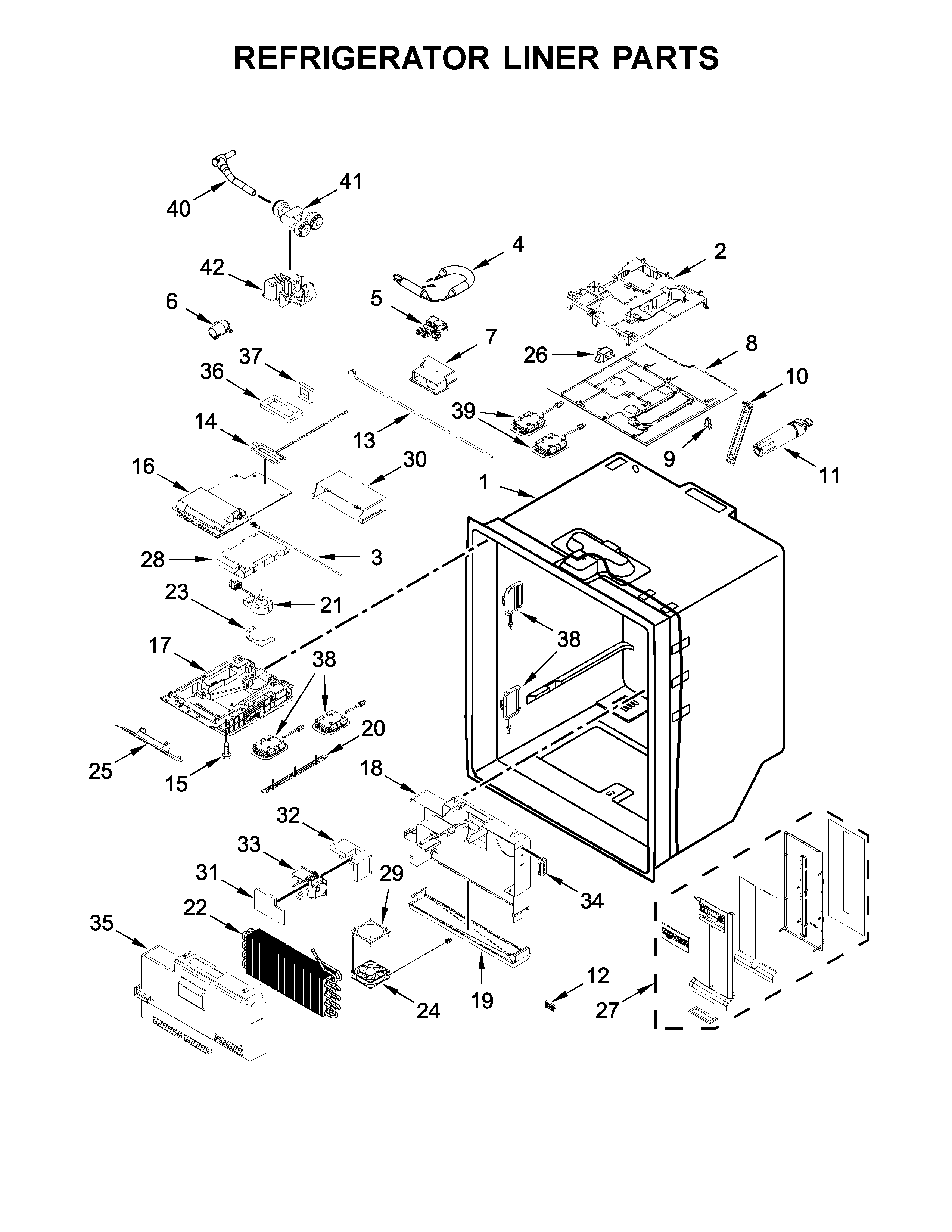 KitchenAid KRFF507EWH01 refrigerator liner parts diagram