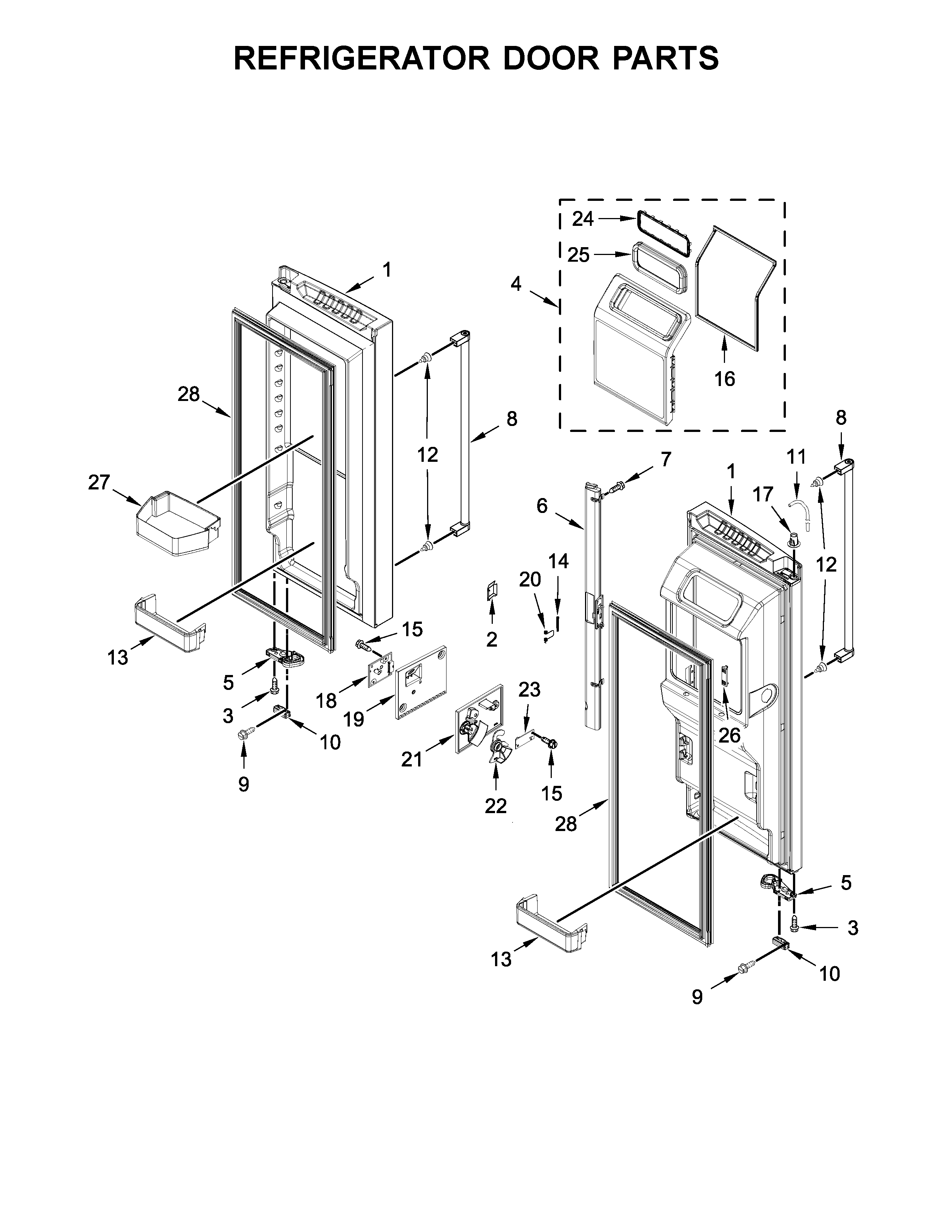 KitchenAid KRFF507EWH01 refrigerator door parts diagram