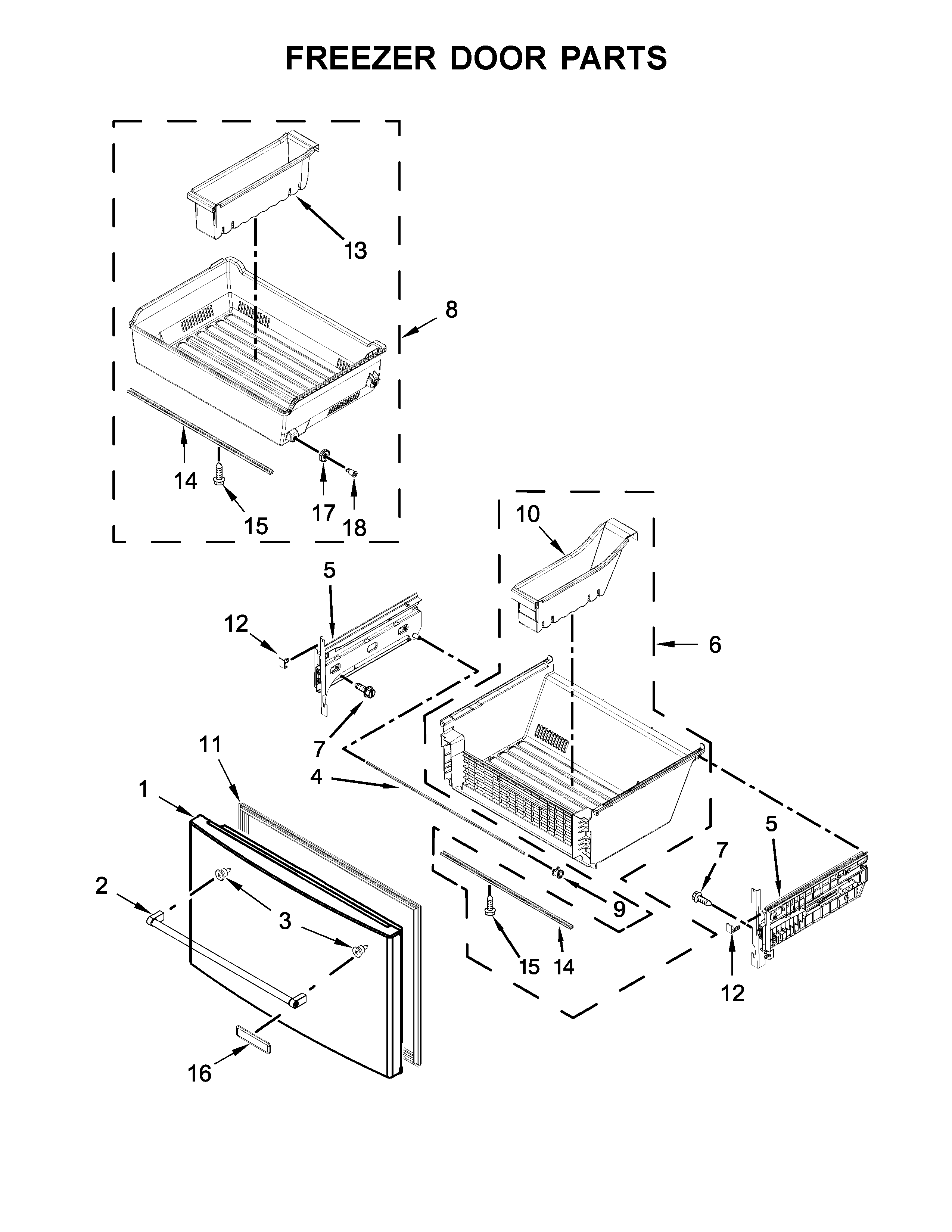 KitchenAid KRFF507EWH01 freezer door parts diagram