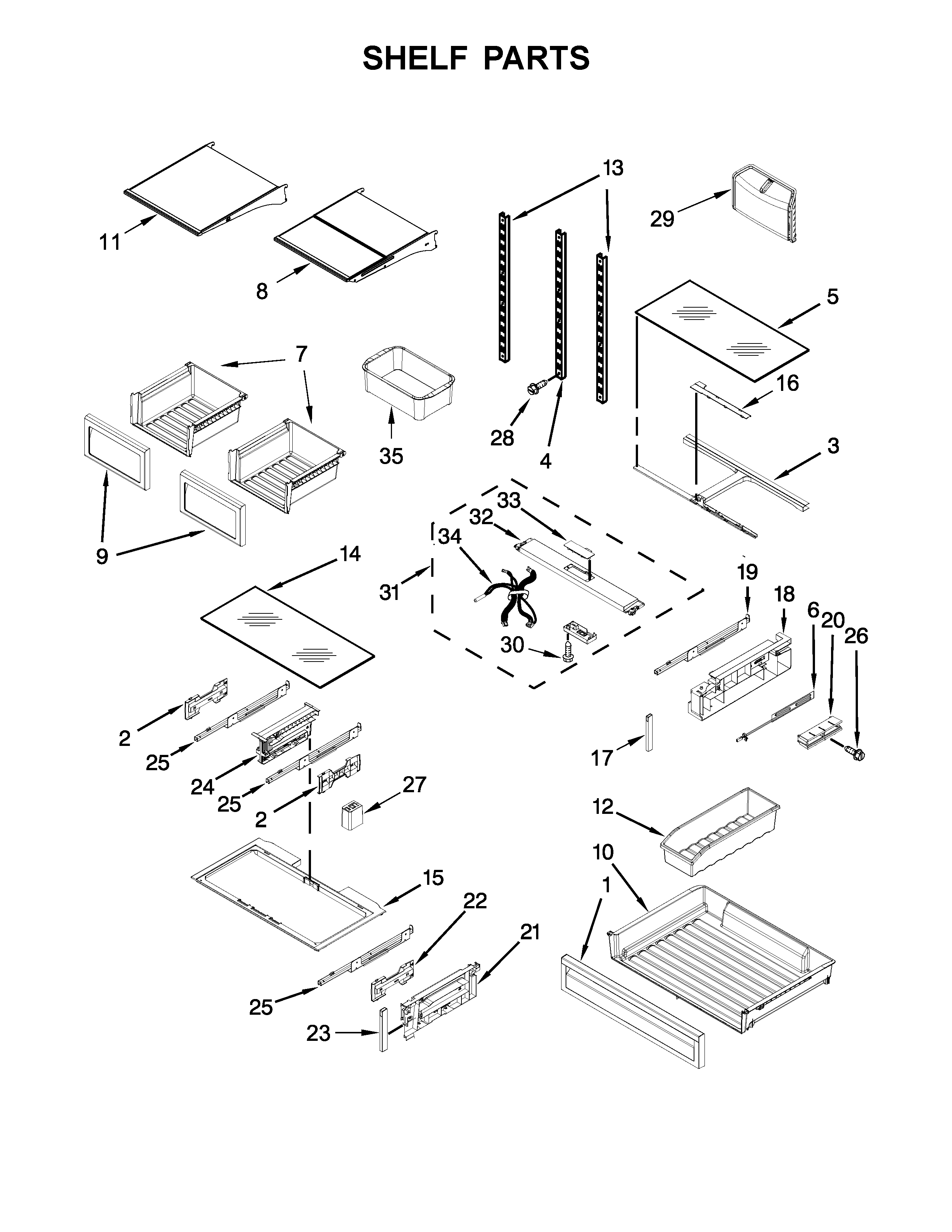 KitchenAid KRFF507EWH01 shelf parts diagram
