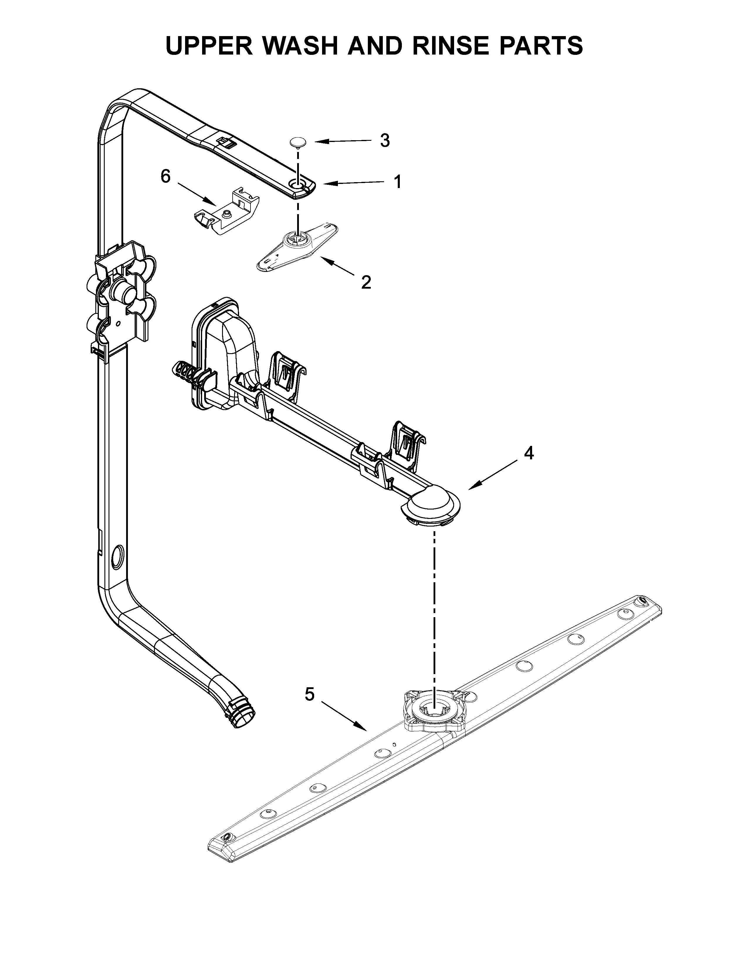 Whirlpool WDF560SAFT1 upper wash and rinse parts diagram