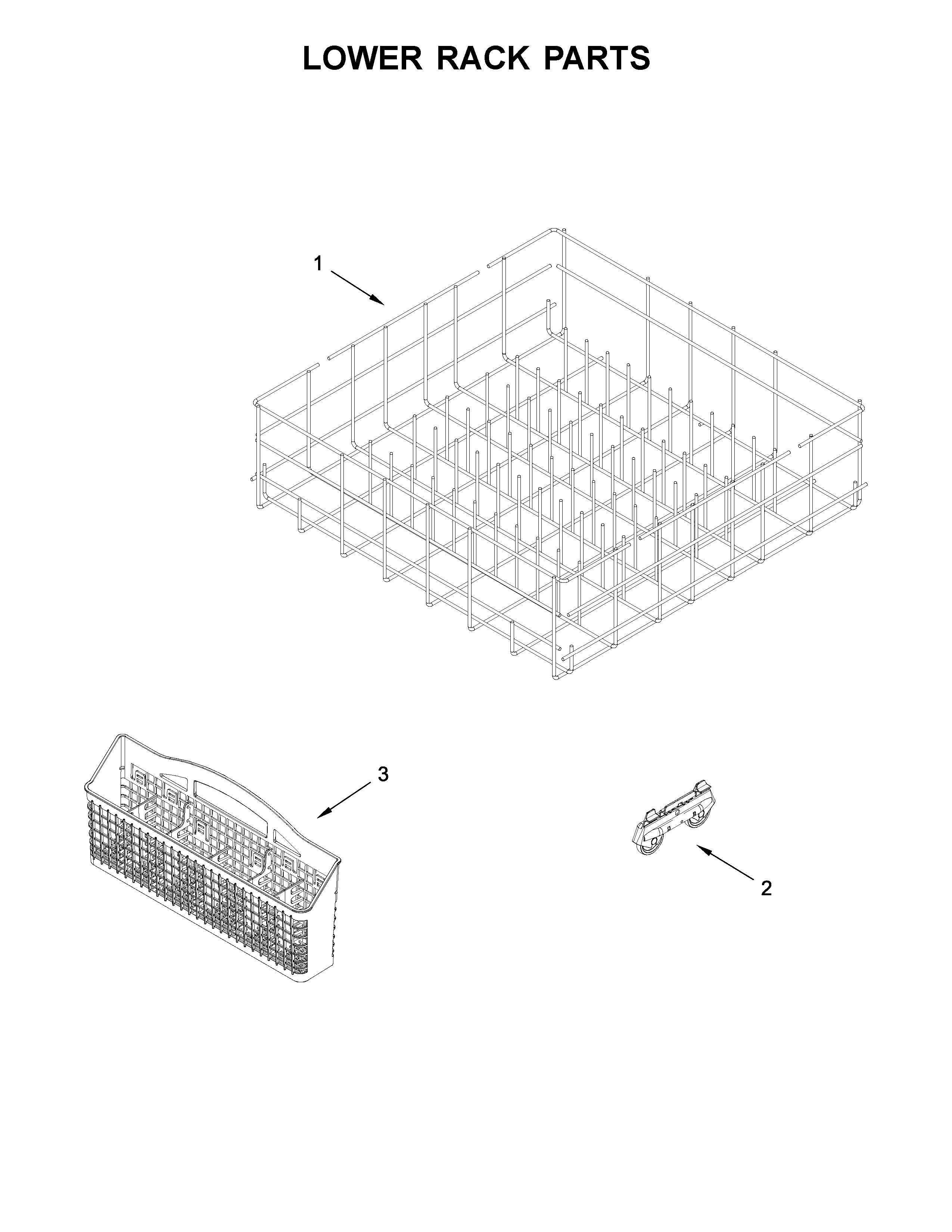 Whirlpool WDF560SAFT1 lower rack parts diagram