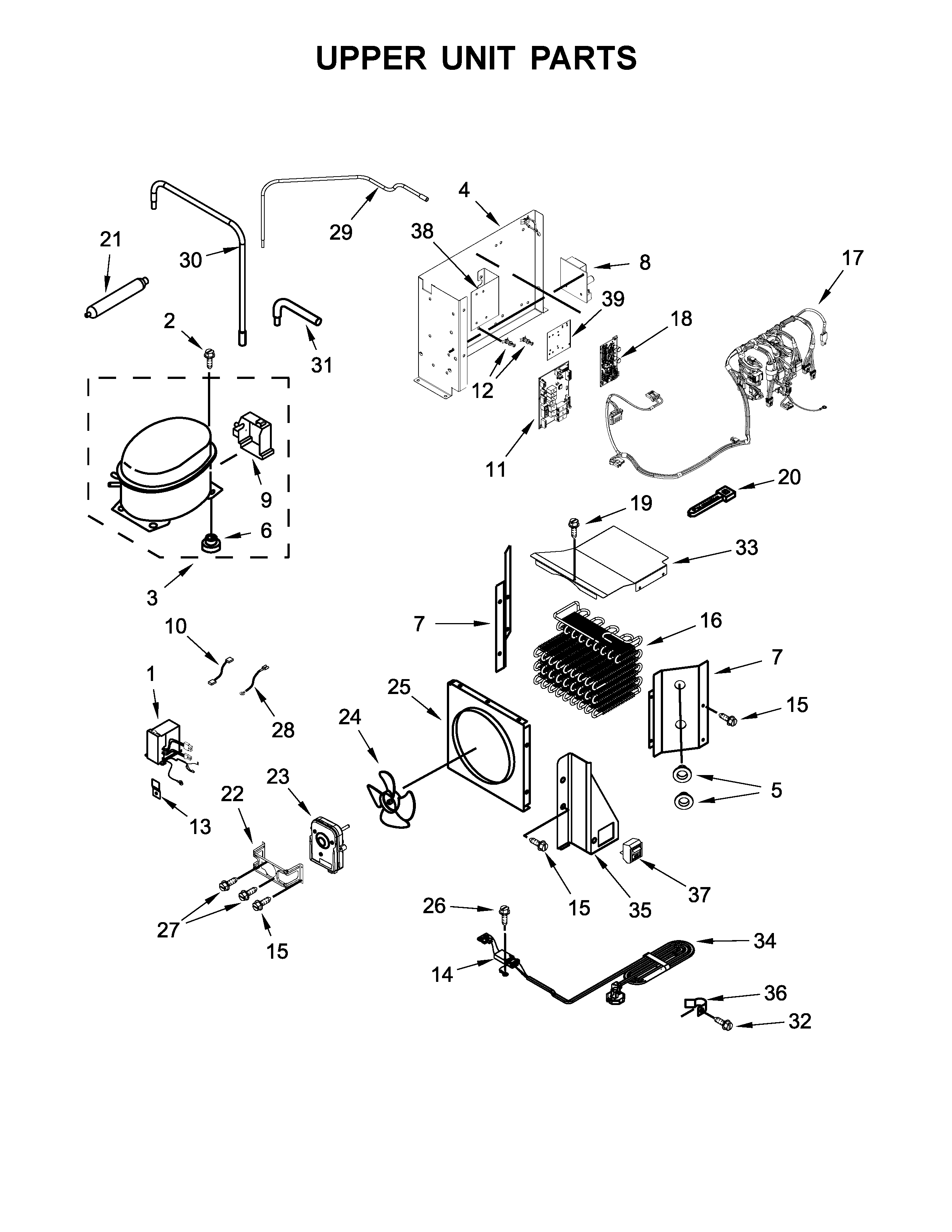 KitchenAid KBSN608EPA01 upper unit parts diagram