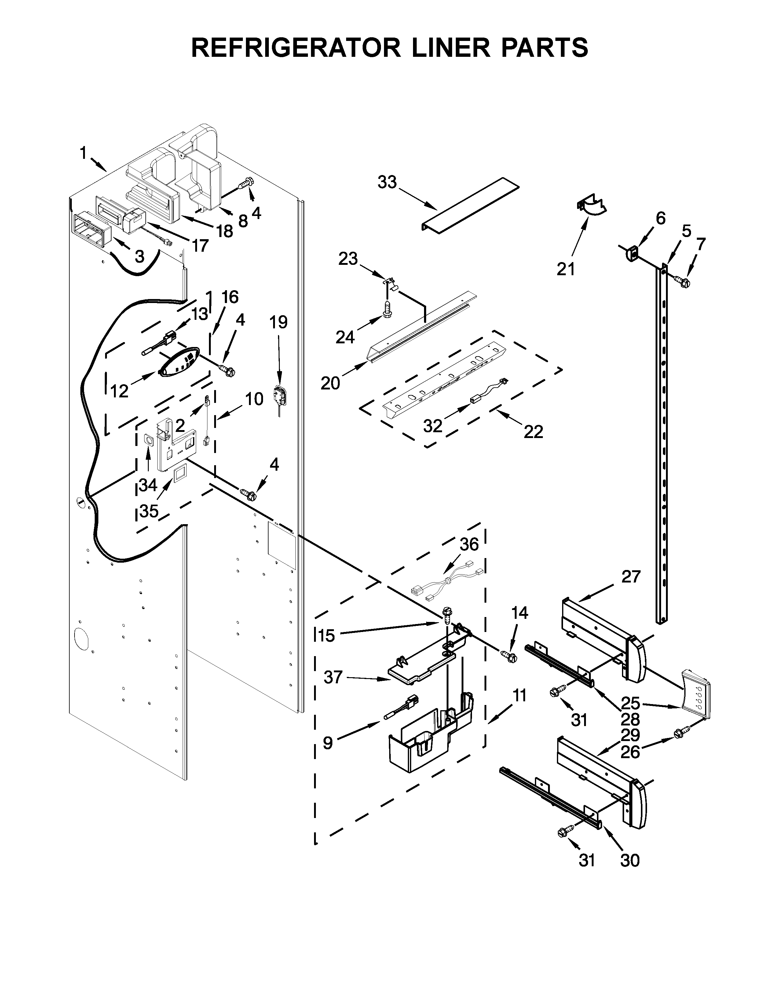 KitchenAid KBSN602EPA01 refrigerator liner parts diagram