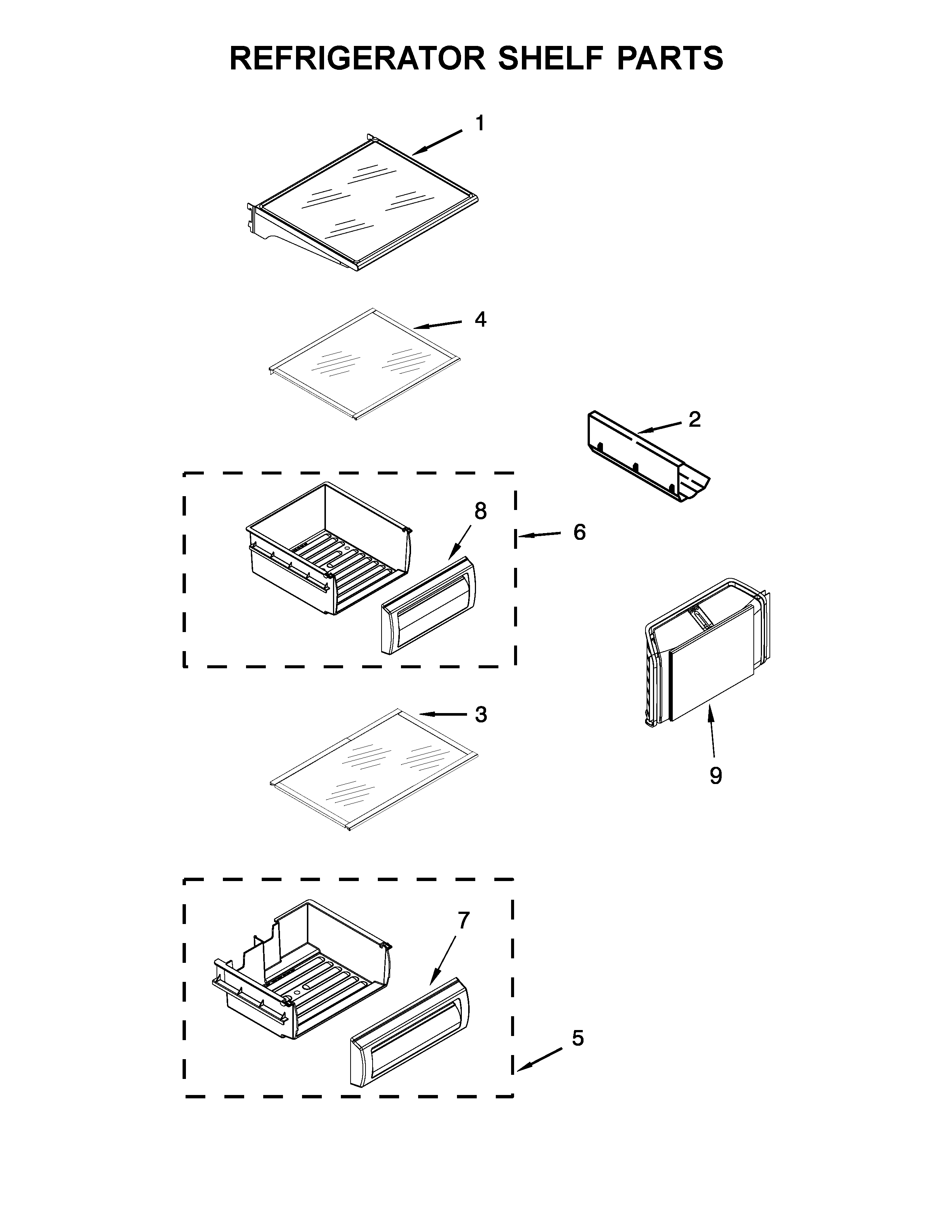 KitchenAid KBSN602EPA01 refrigerator shelf parts diagram