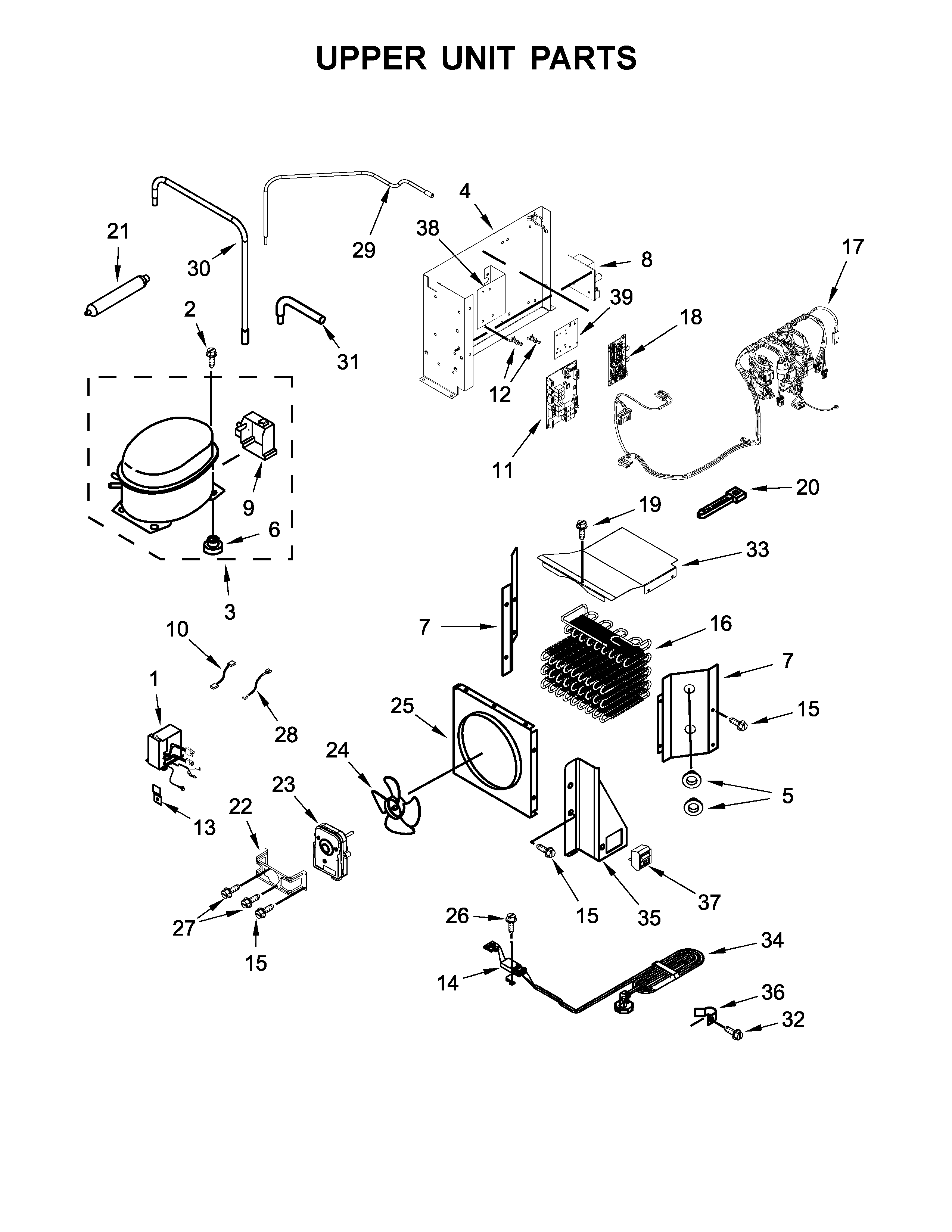 KitchenAid KBSN602EPA01 upper unit parts diagram