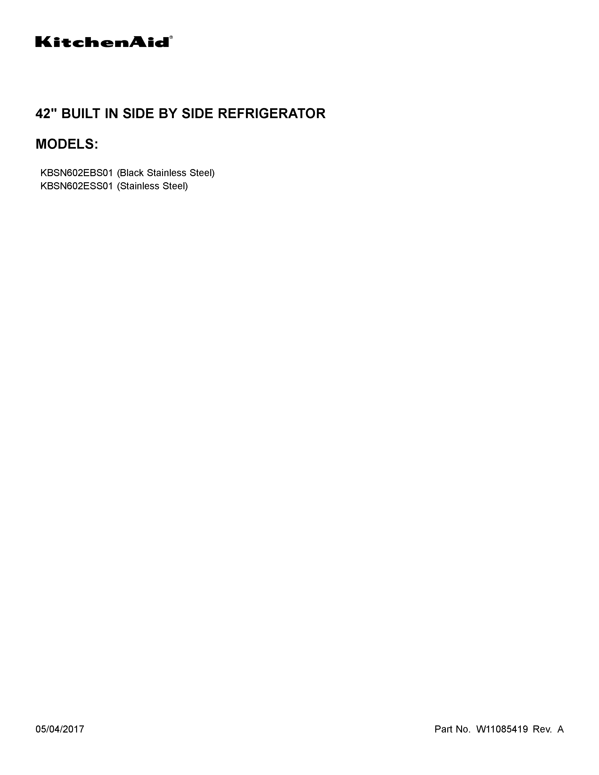 KitchenAid KBSN602EBS01 cover sheet diagram