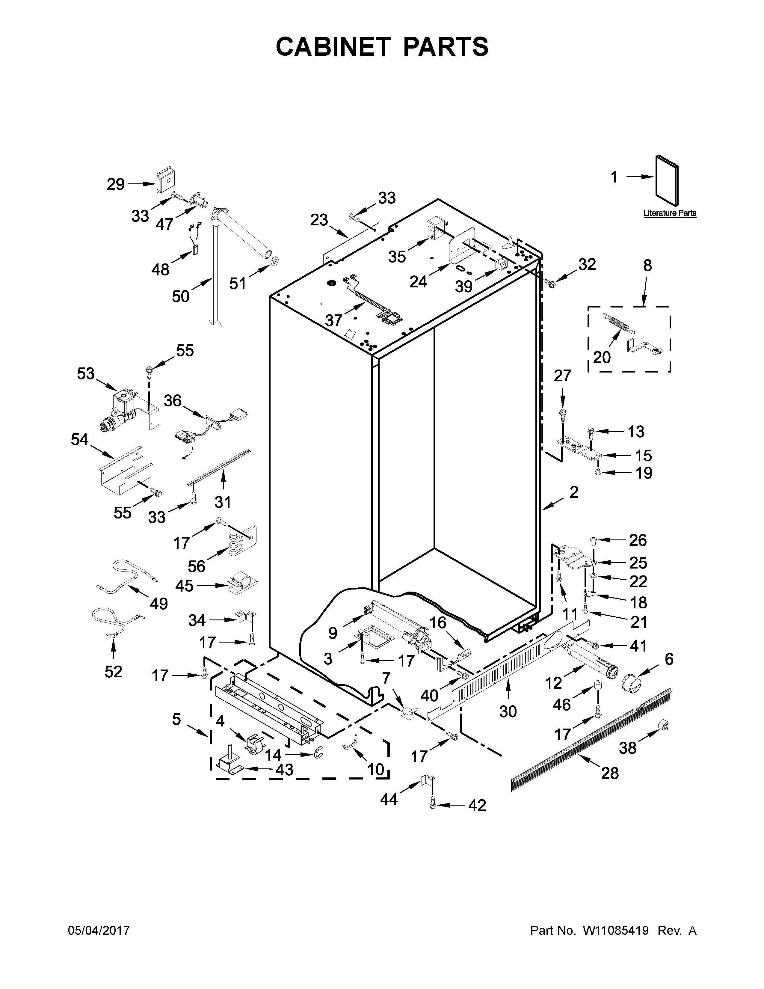 KitchenAid KBSN602EBS01 cabinet parts diagram