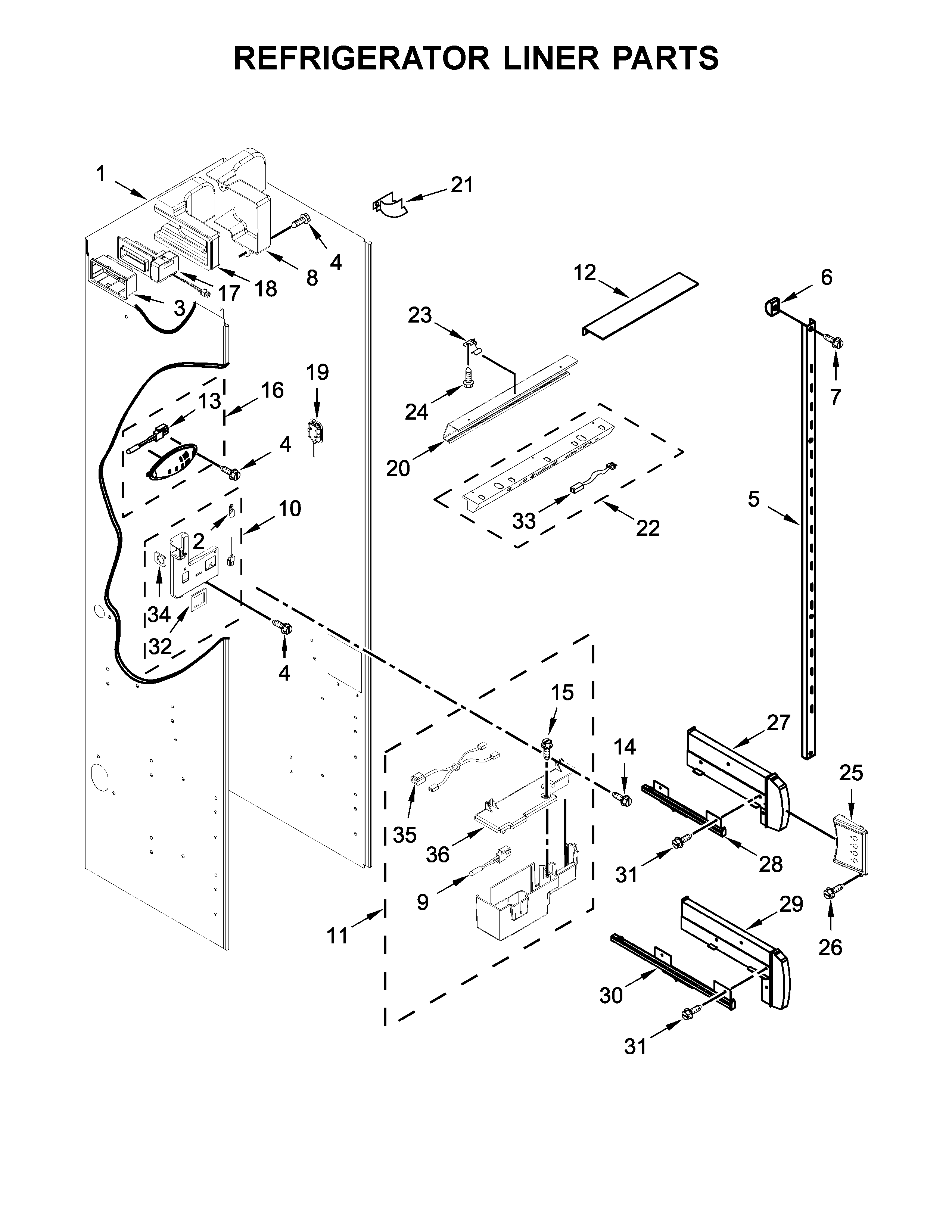 KitchenAid KBSN602EBS01 refrigerator liner parts diagram